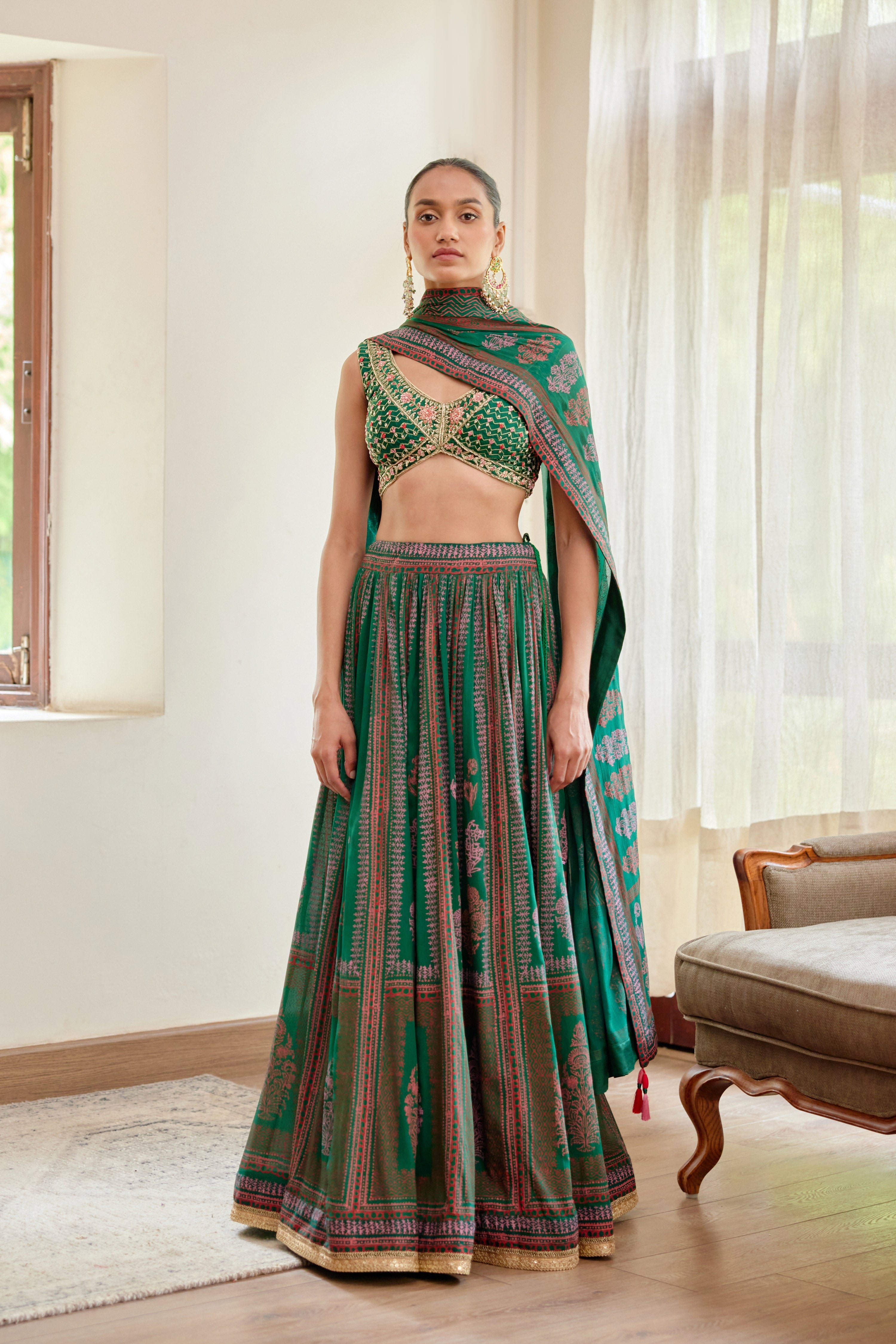 Dark Green Lehenga Set