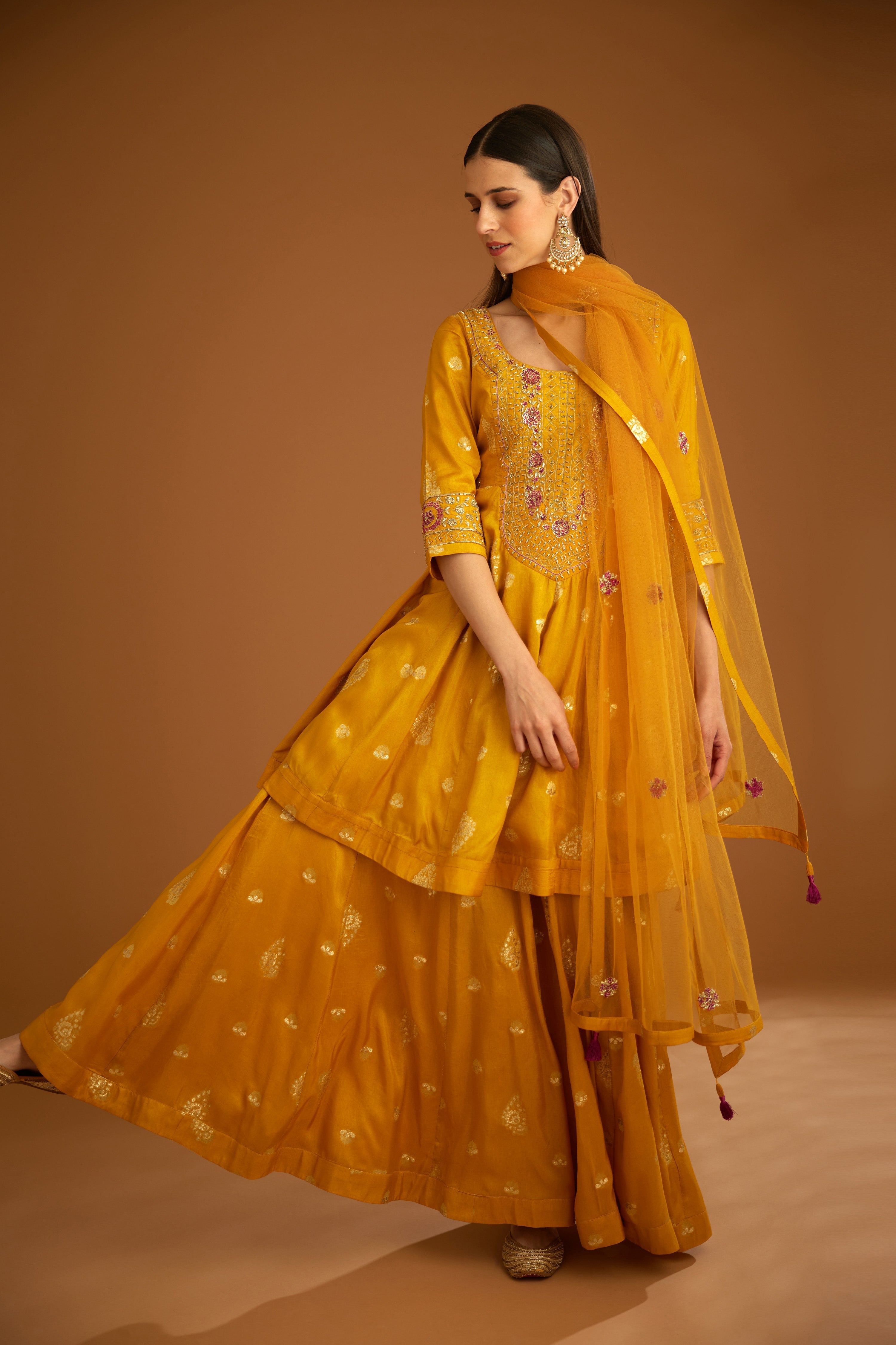 Mustard Yellow Sharara Set