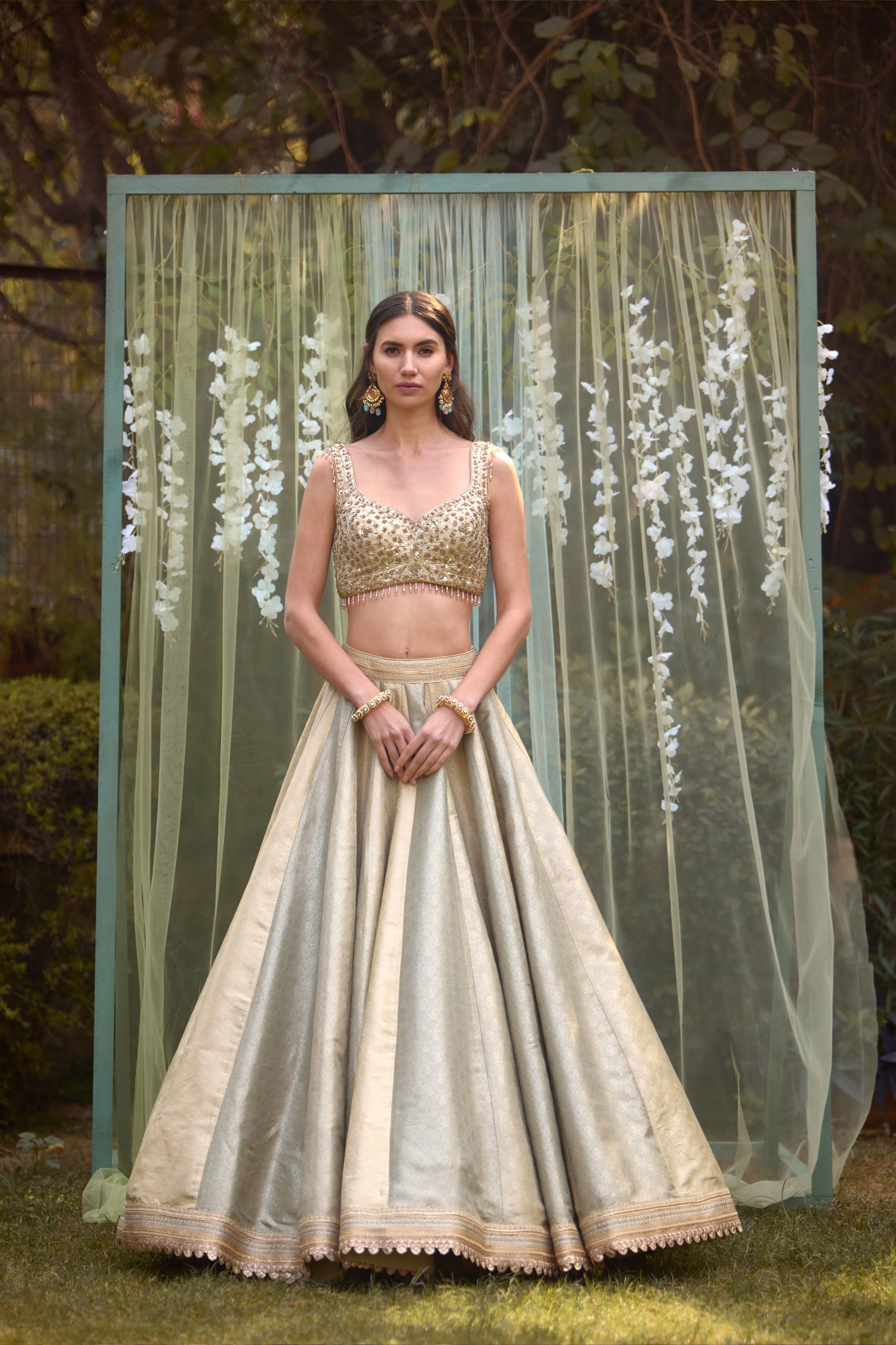 Smokey Grey-Blue Lehenga Set