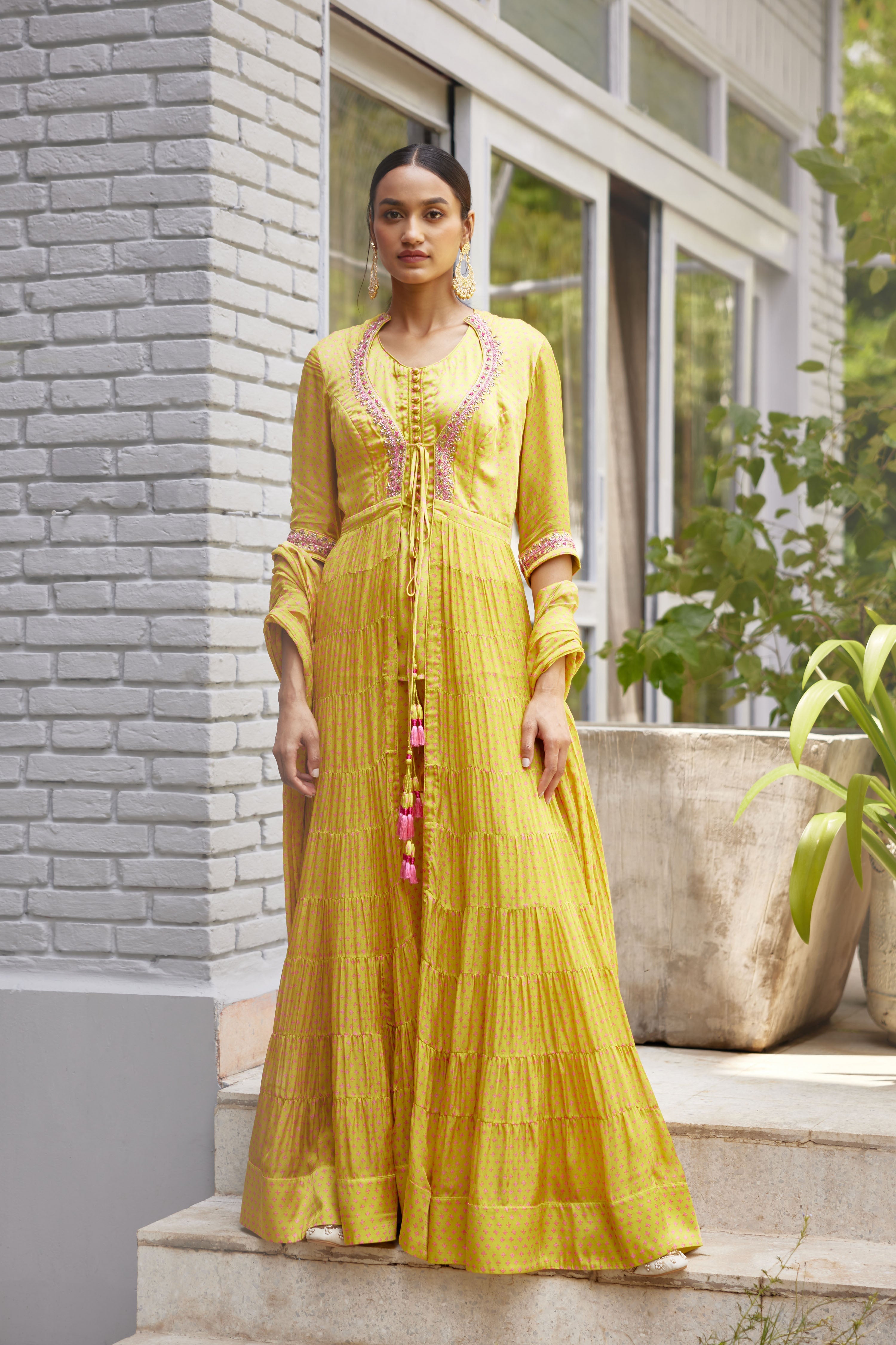 Light Yellow-Green Angrakha Set