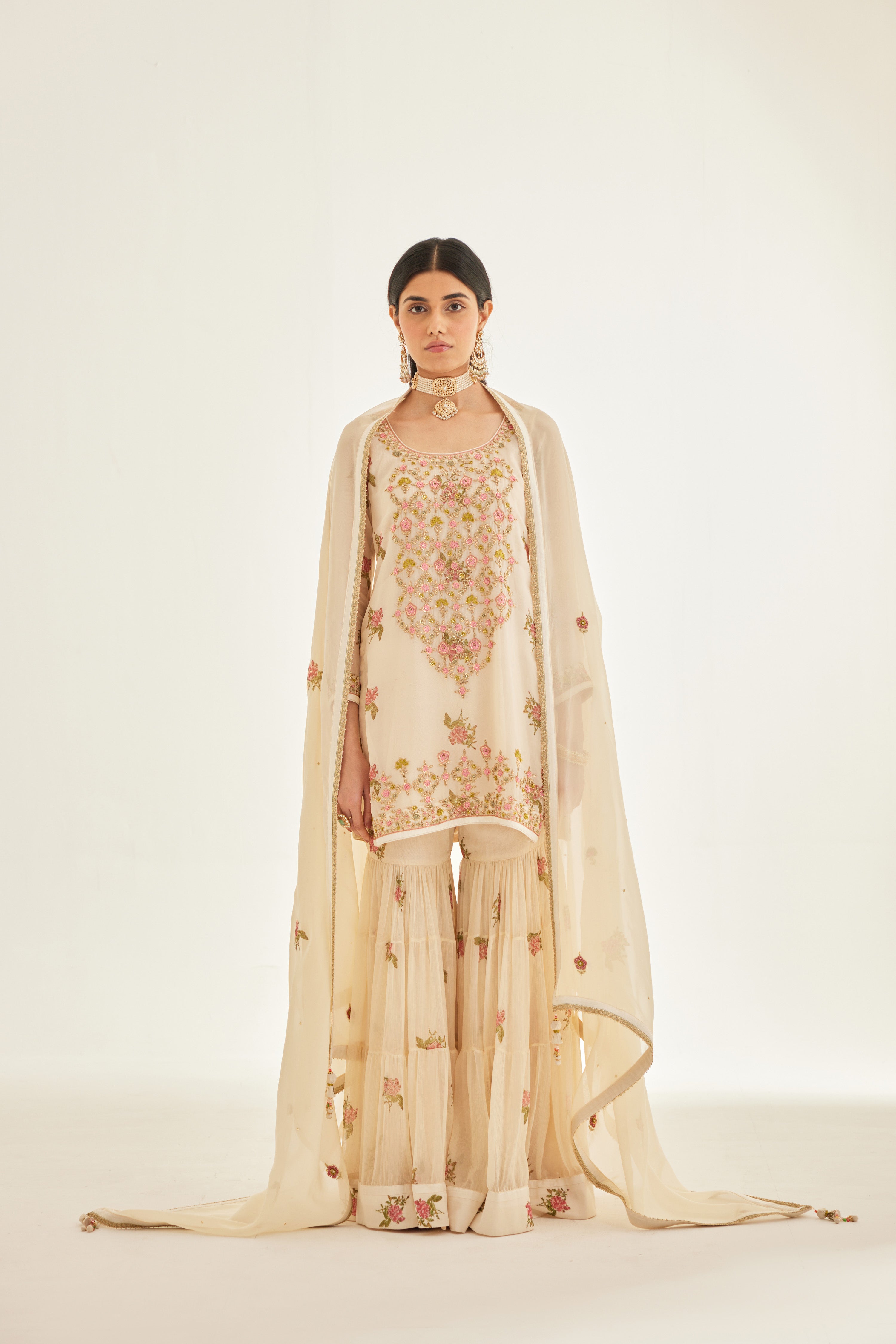 Papyrus White Sharara Set