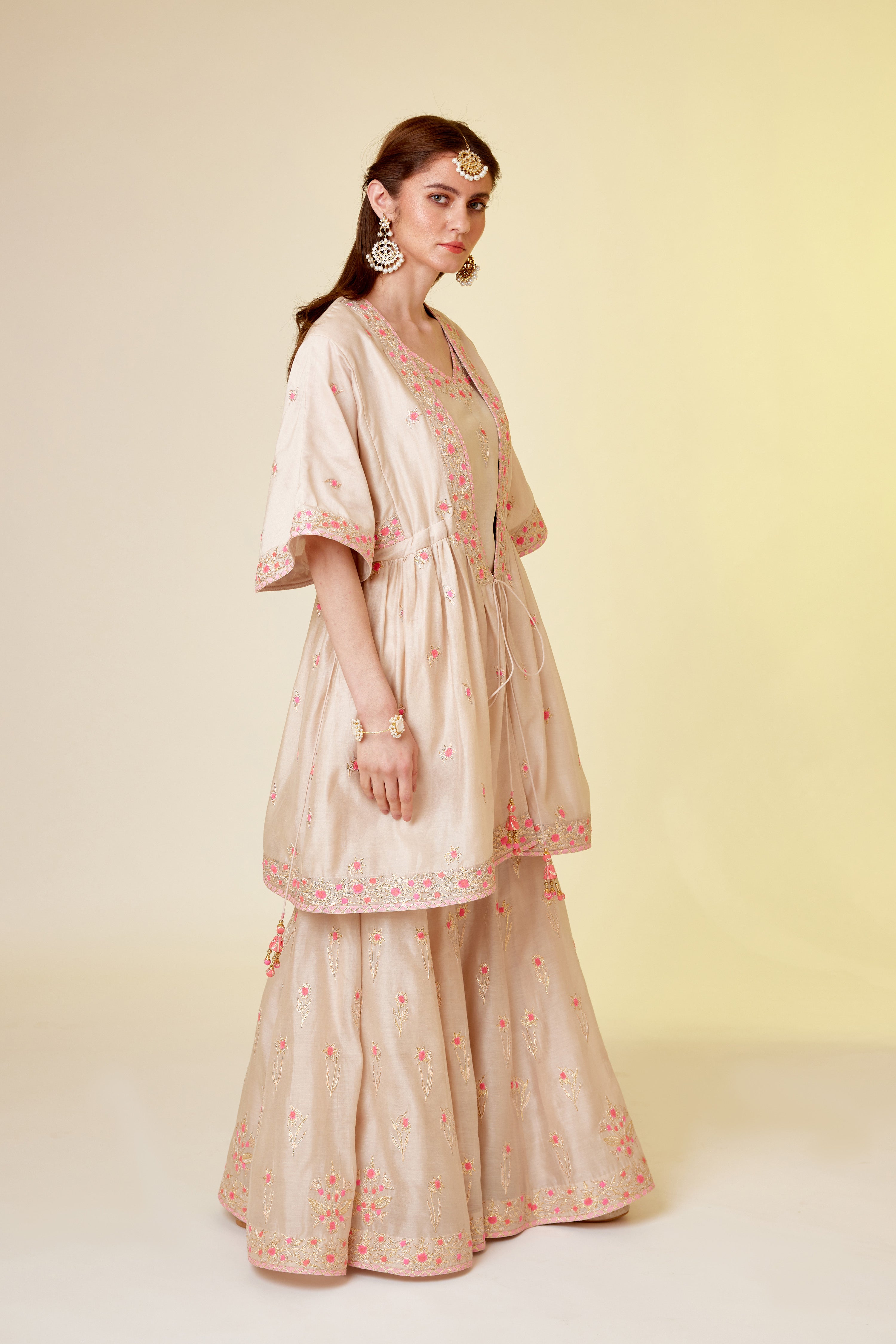 Angora White Sharara Set