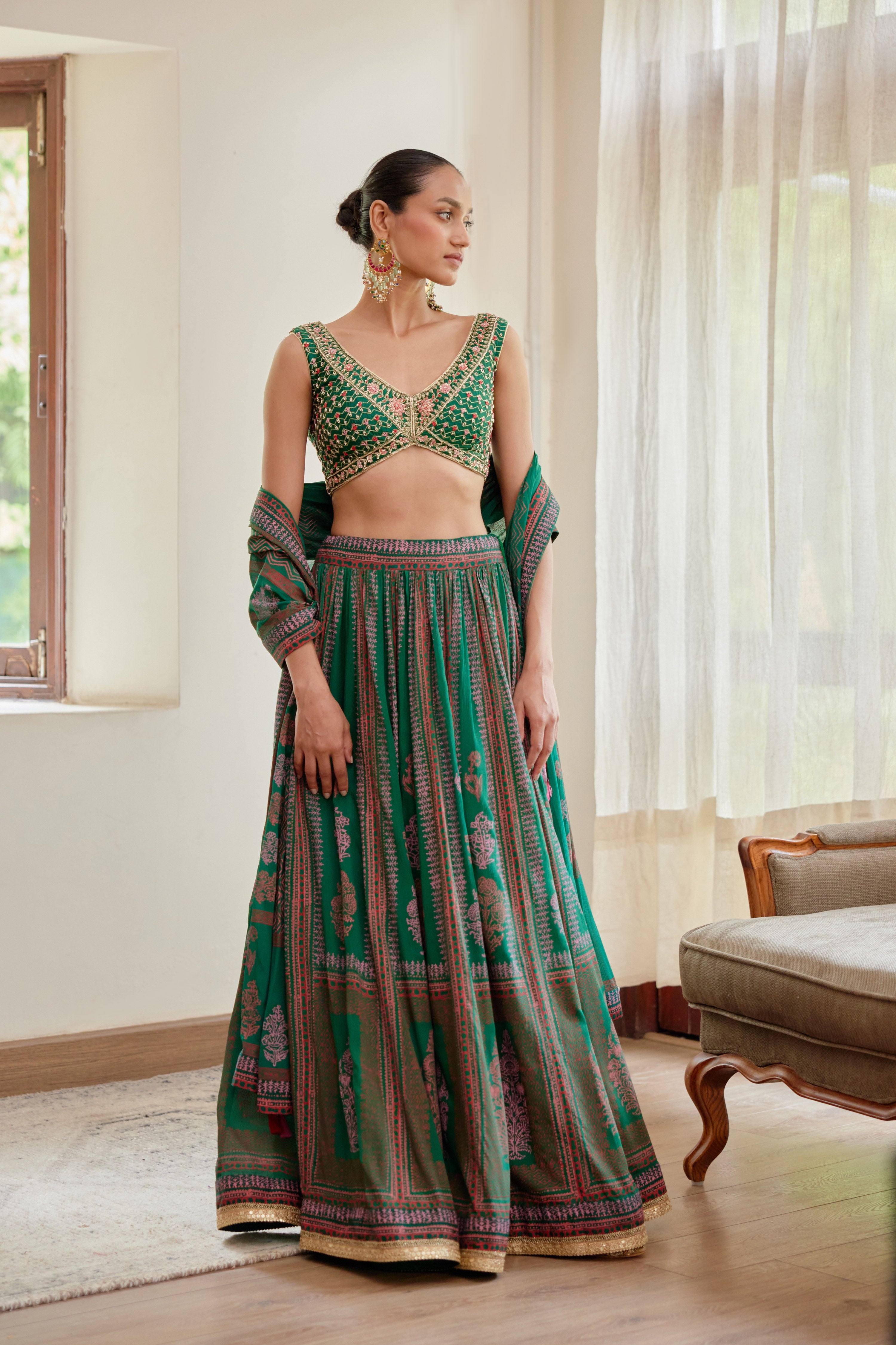 Dark Green Lehenga Set