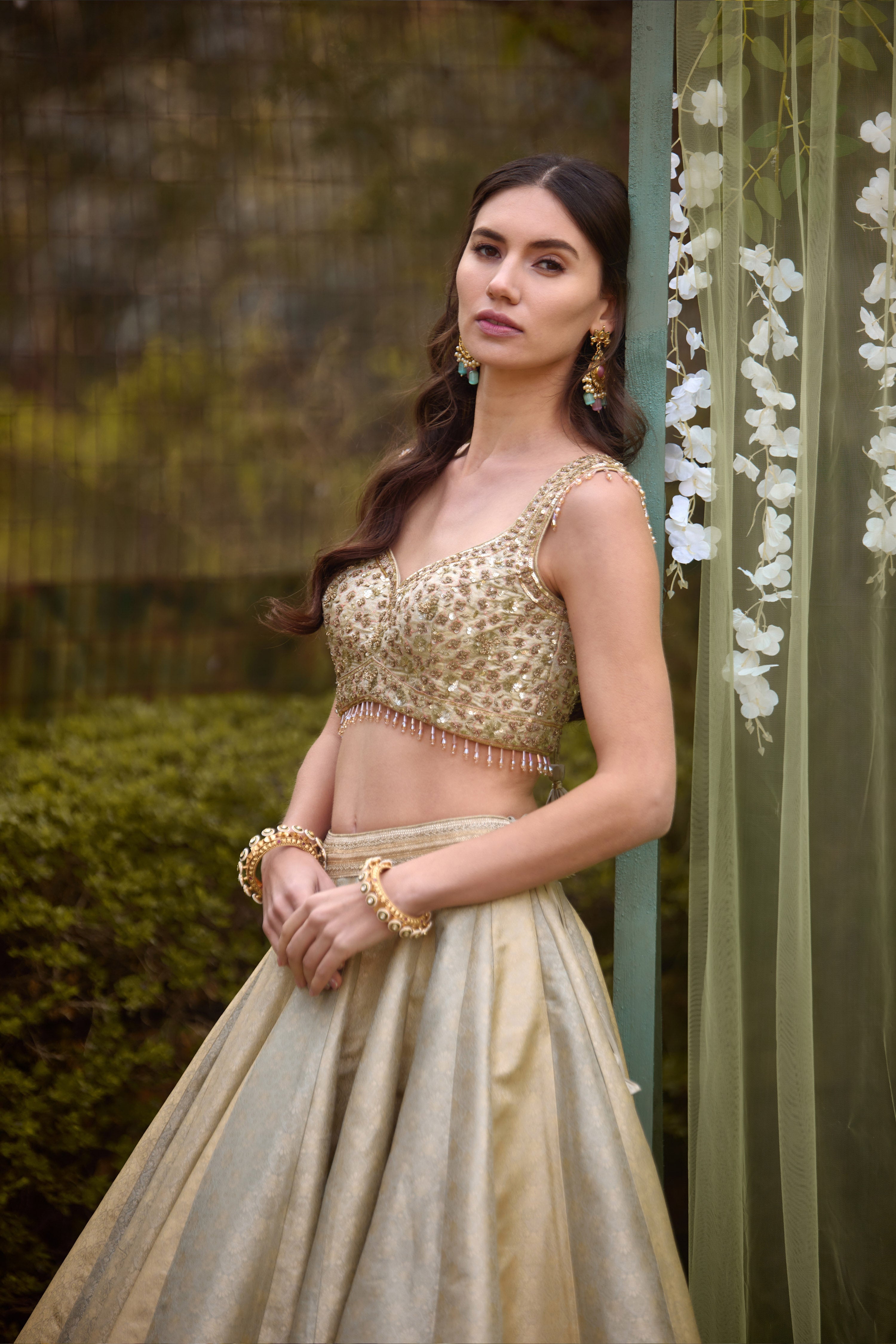 Smokey Grey-Blue Lehenga Set