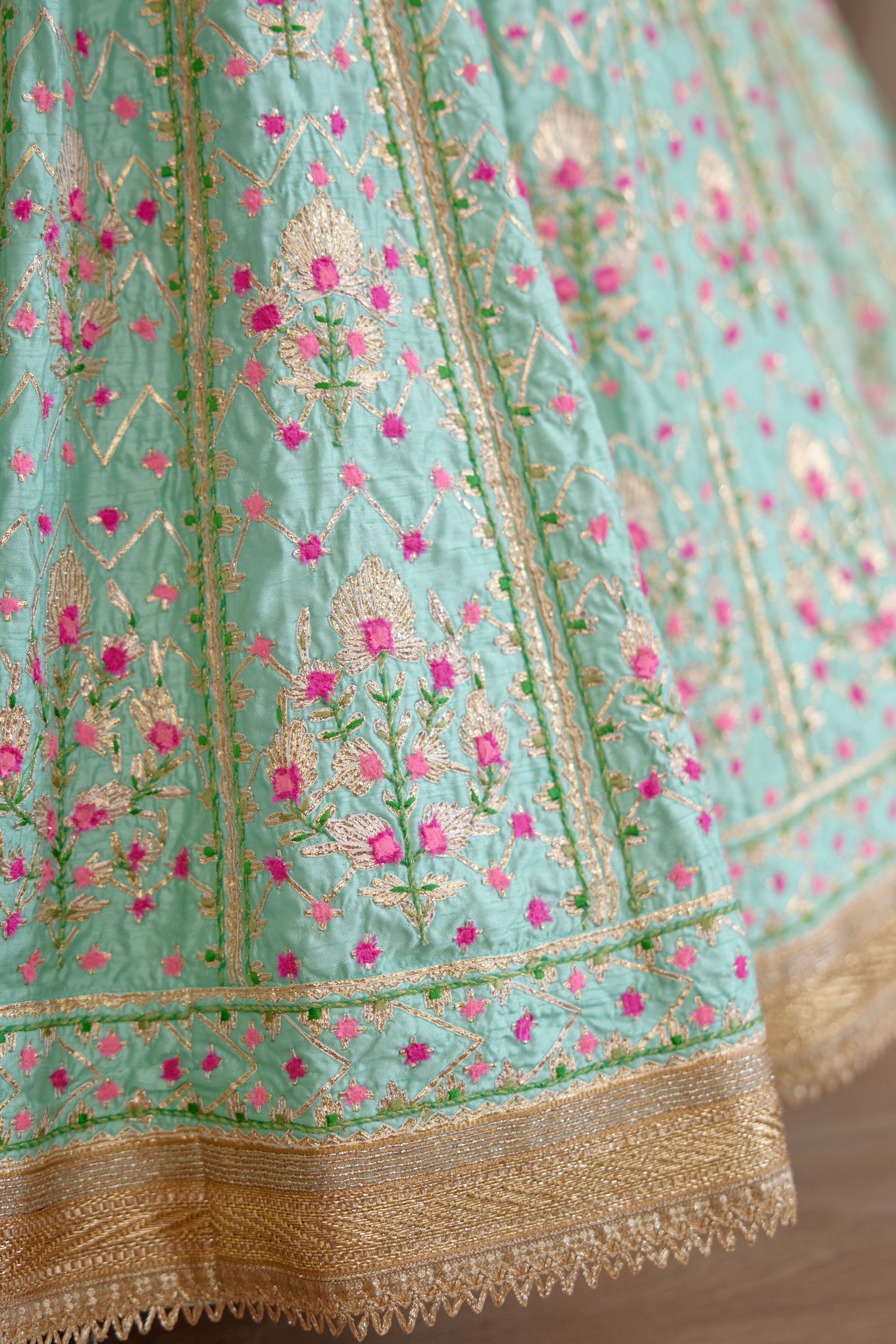Sea Green & Pink Lehenga Set