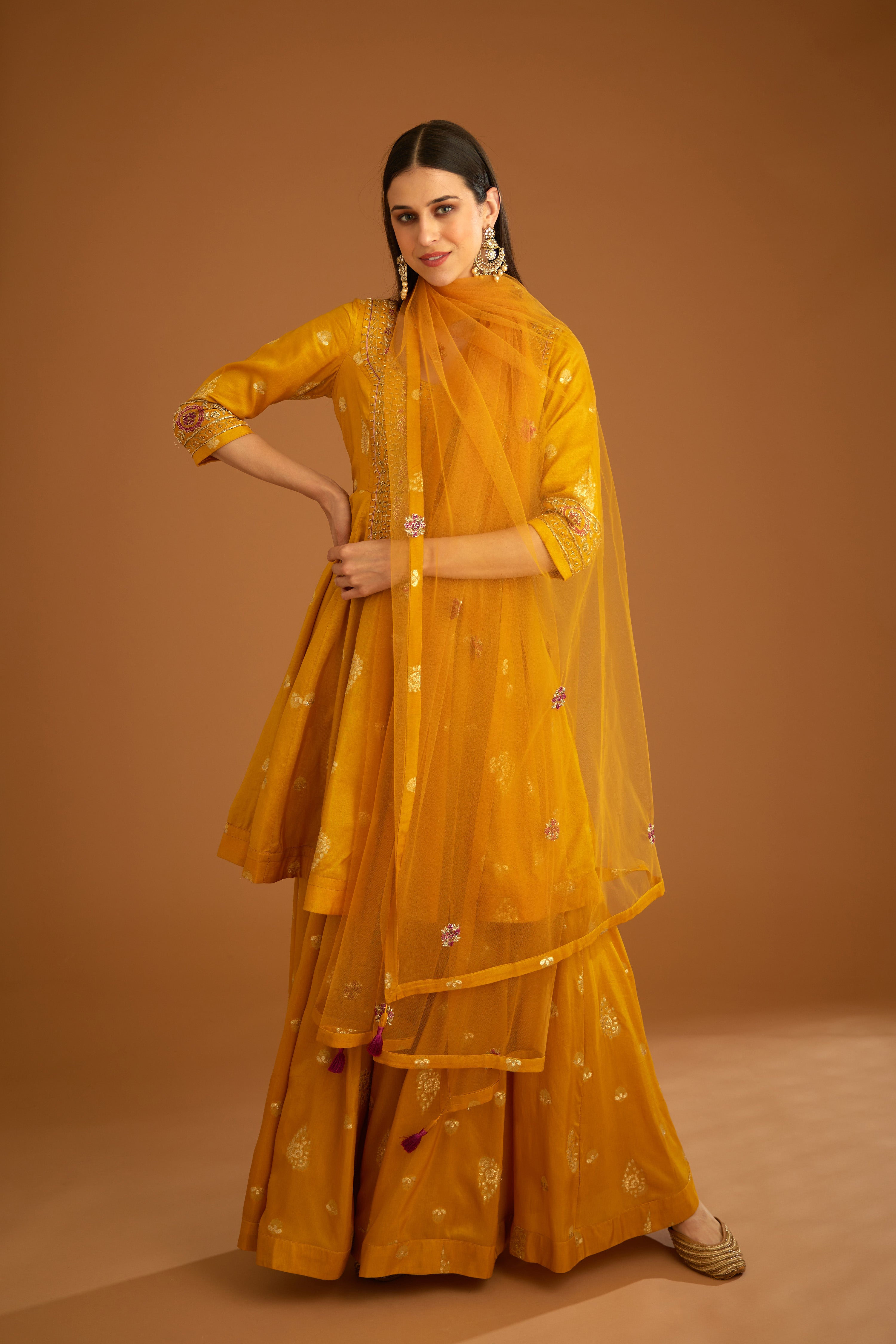 Mustard Yellow Sharara Set