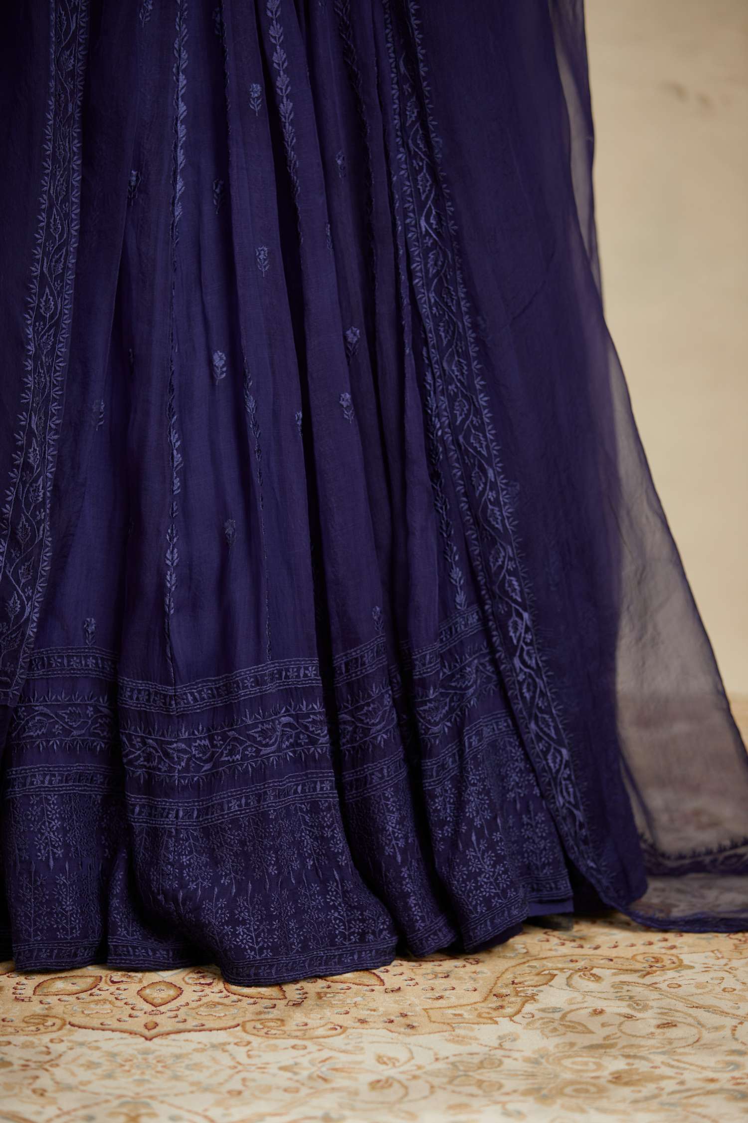 Purple Line Thread Work Lehenga Set