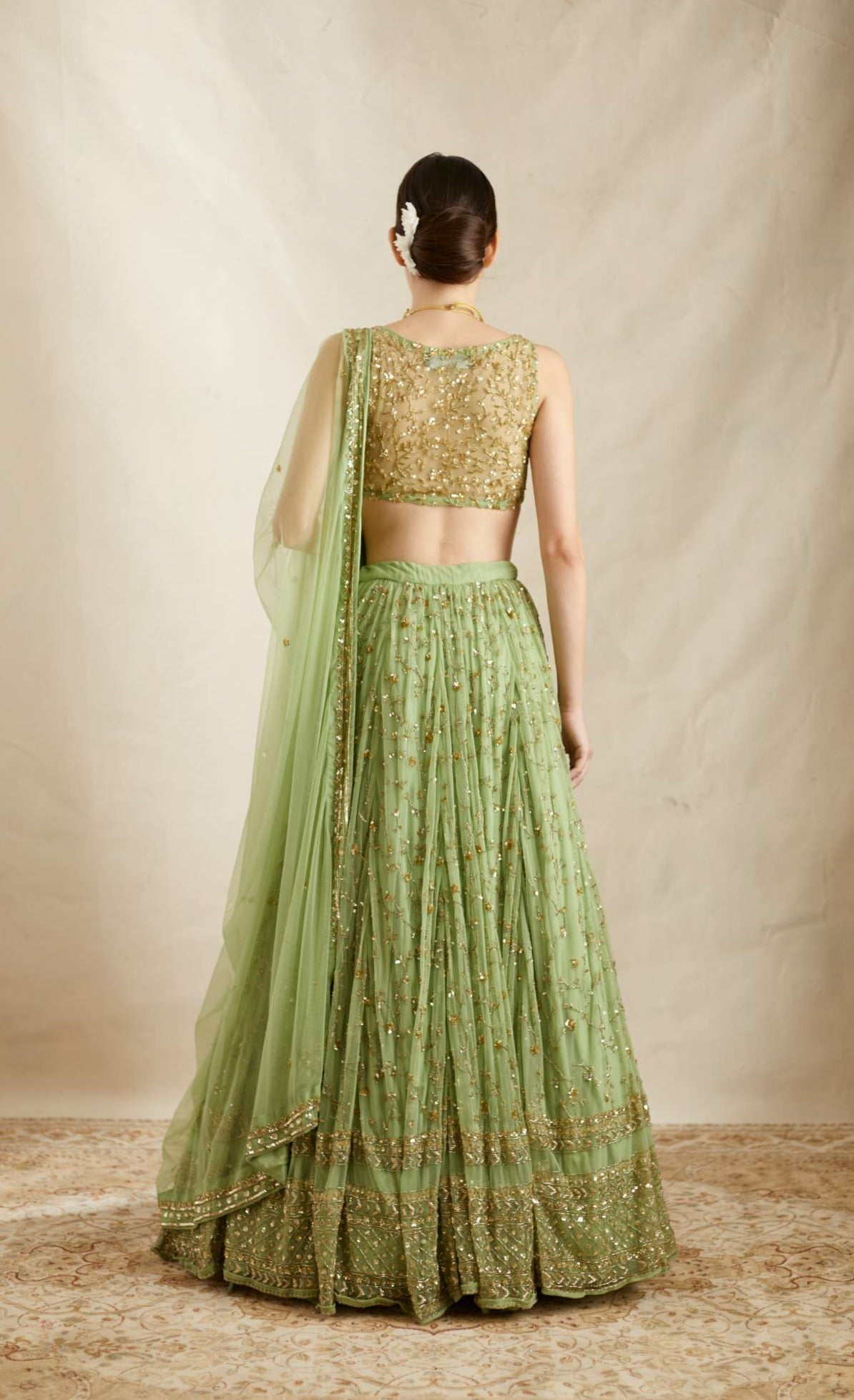 Mint Green Heavy Jaal Work Lehenga Set