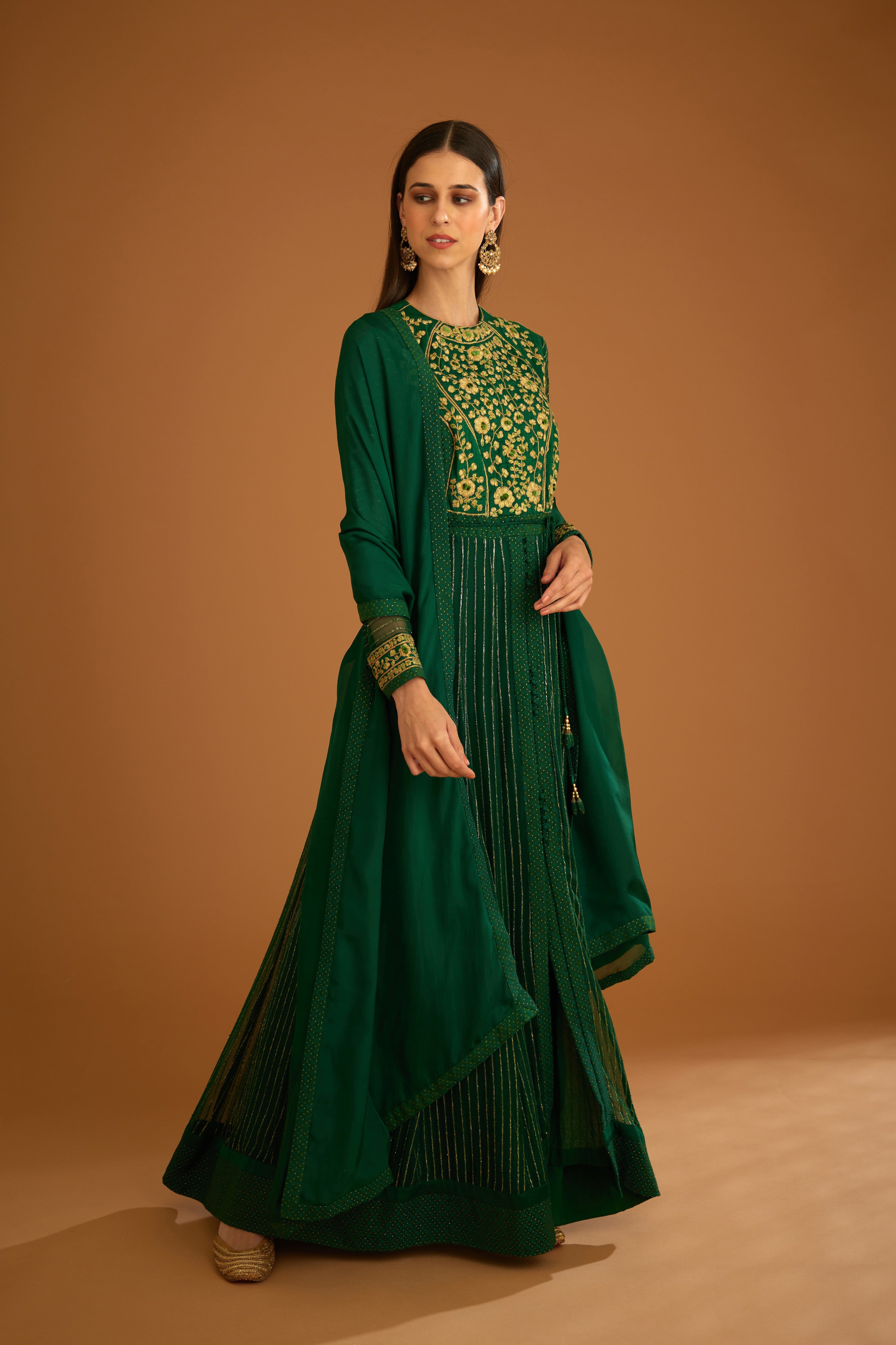 Emerald Green Anarkali Set