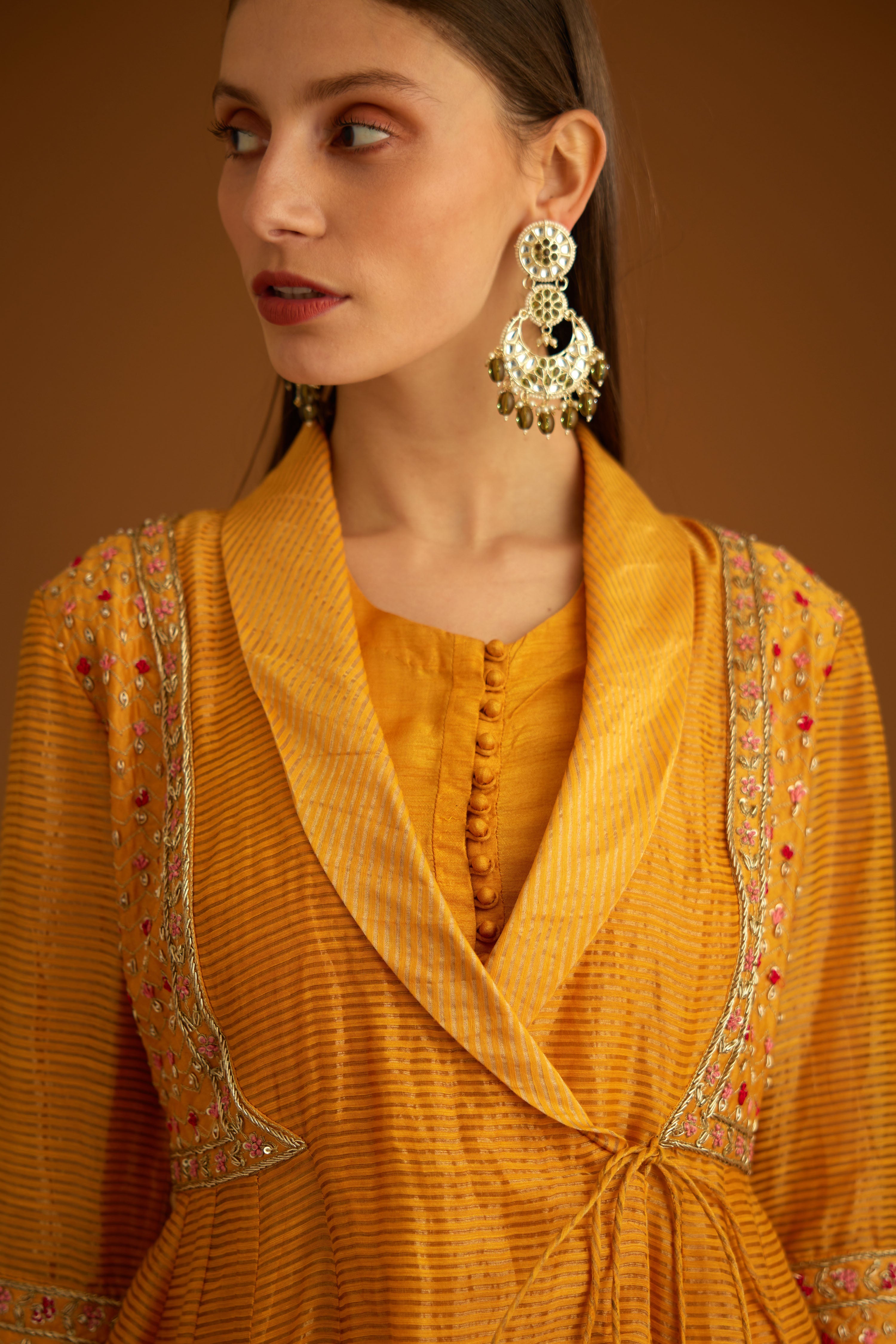 Mango Yellow Angrakha Set
