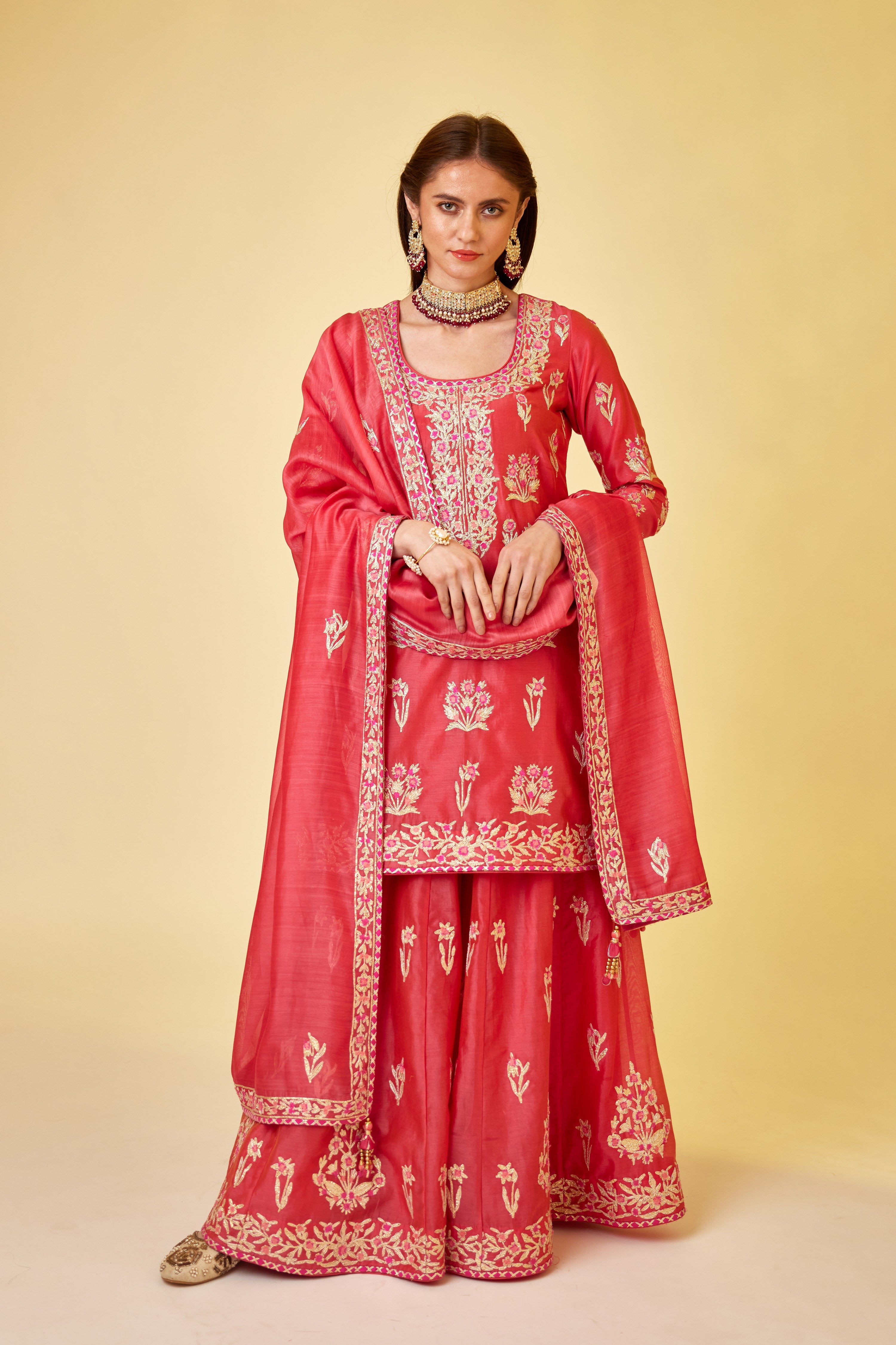 Scarlet Red Sharara Set