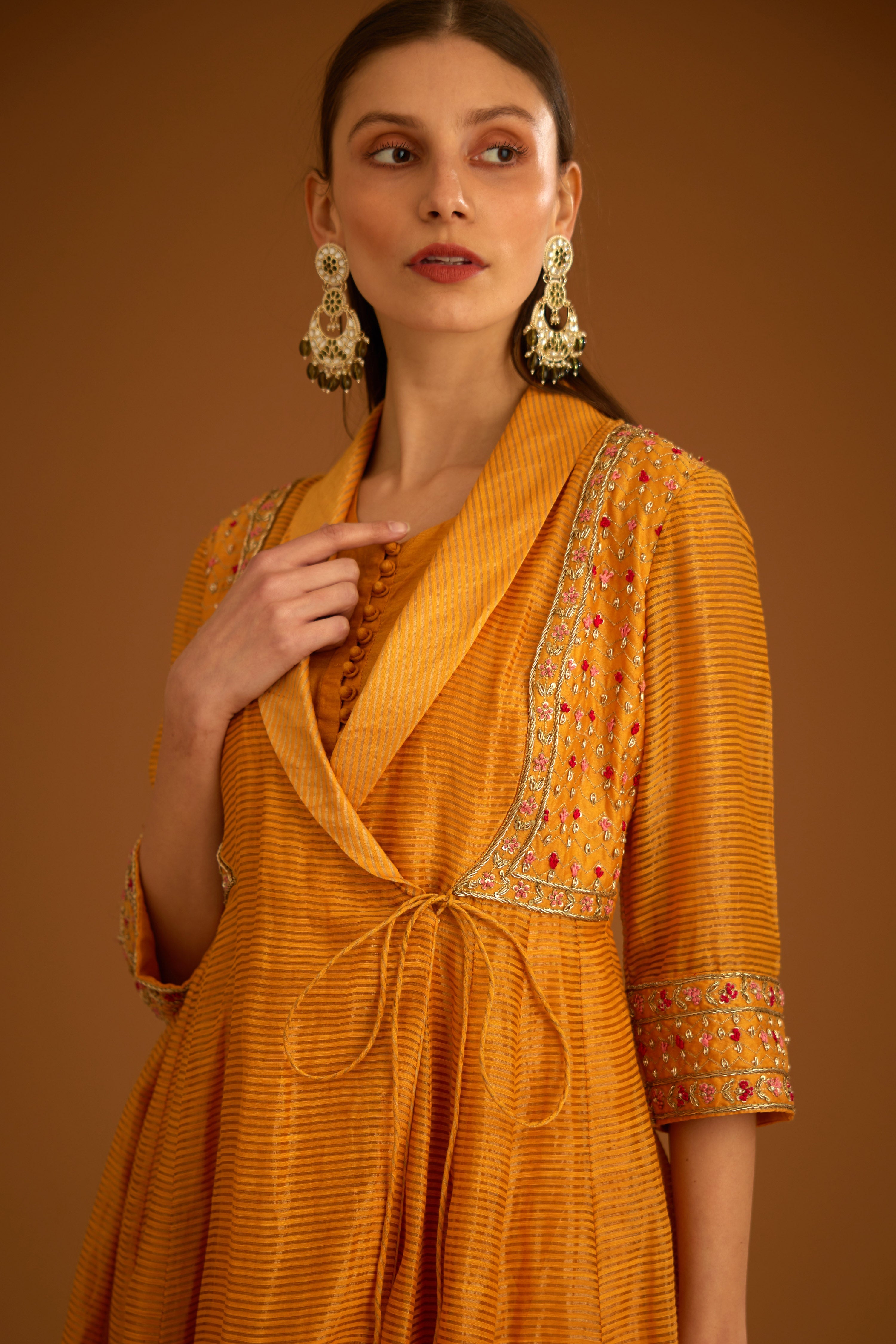 Mango Yellow Angrakha Set