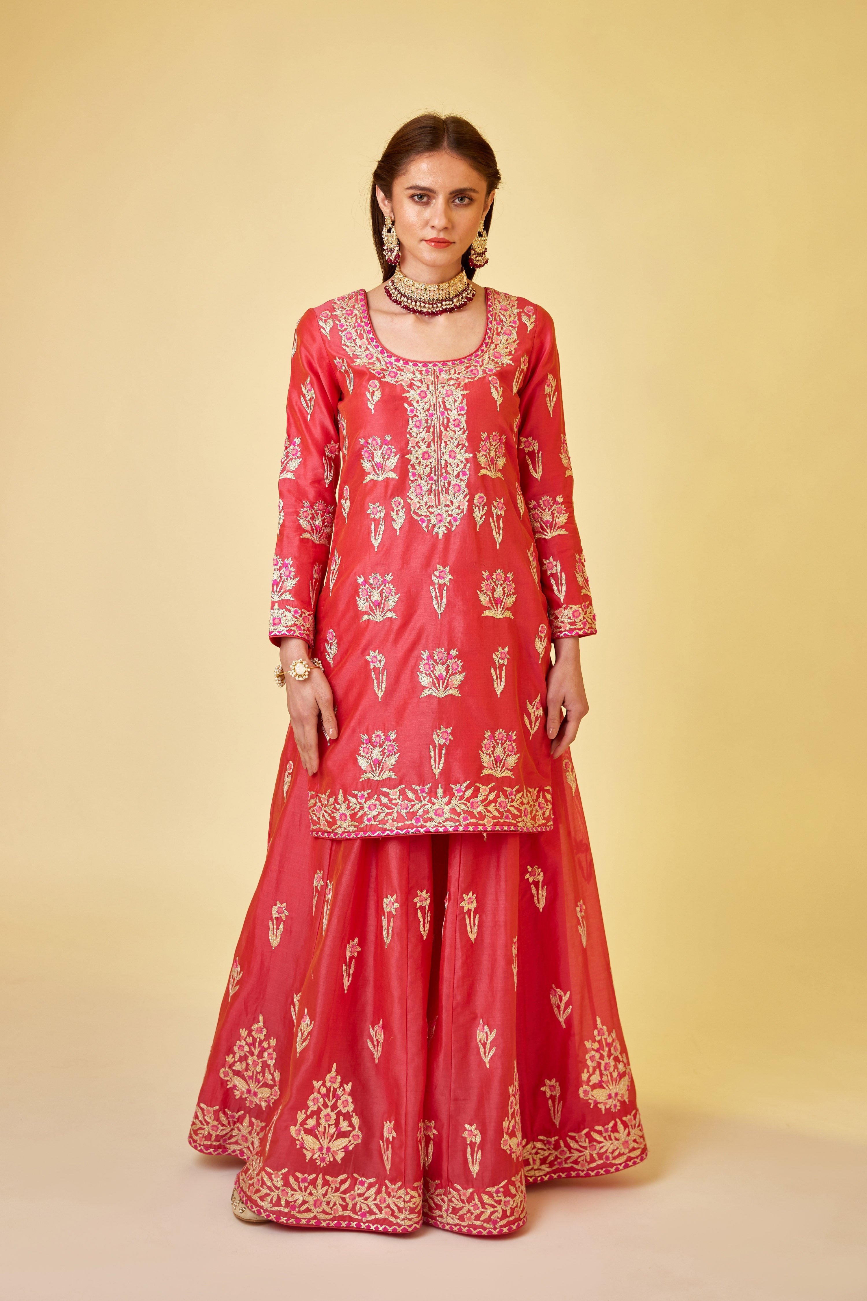 Scarlet Red Sharara Set