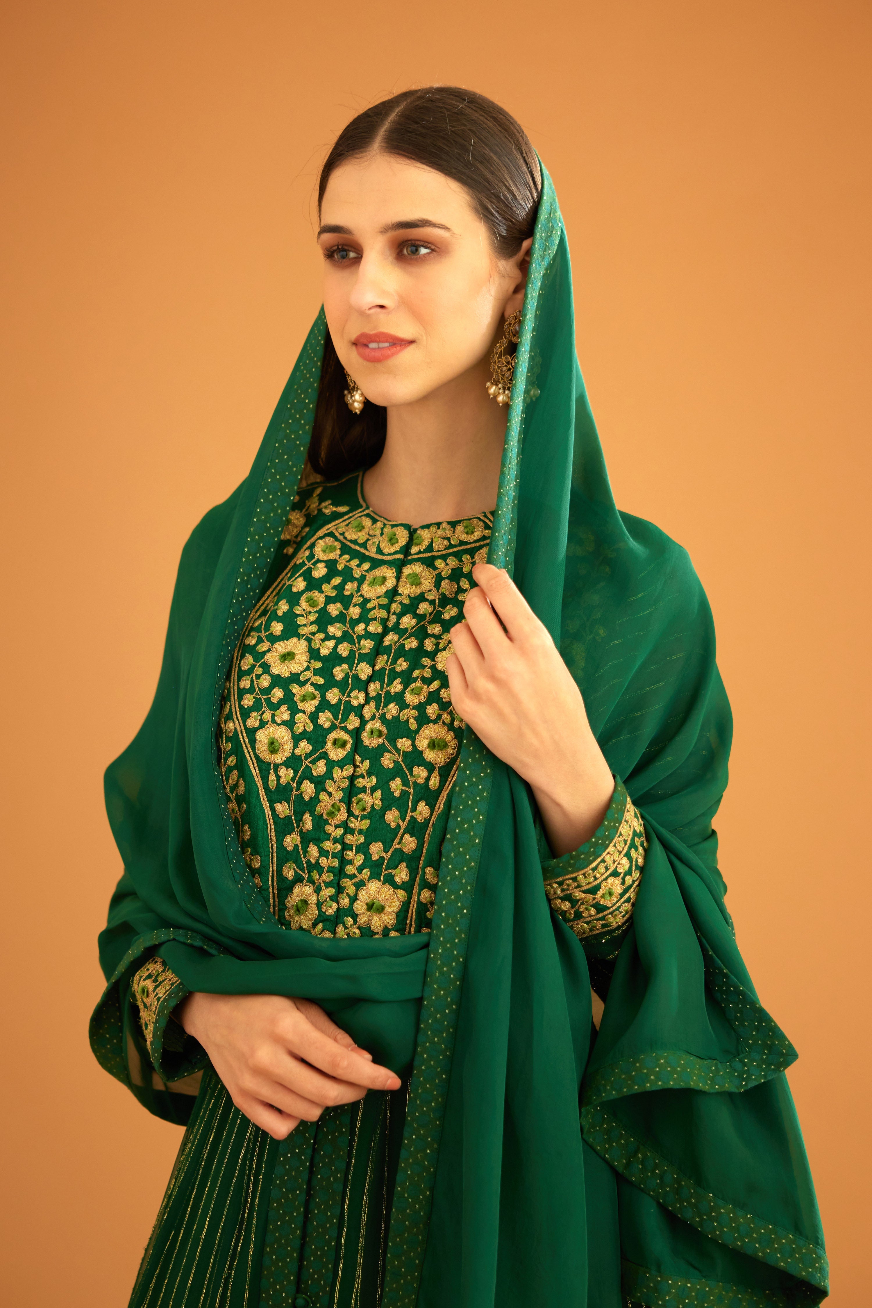 Emerald Green Anarkali Set