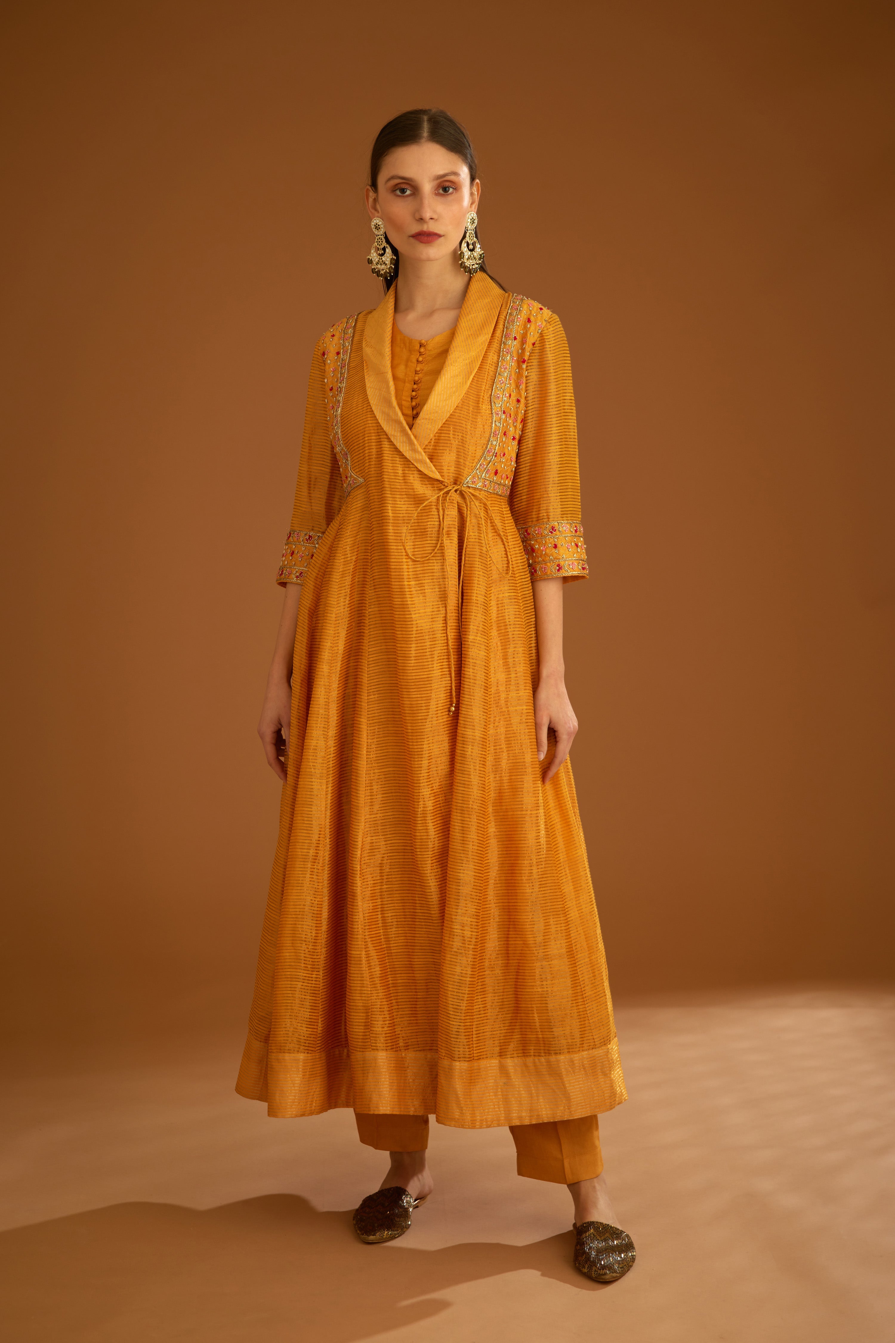 Mango Yellow Angrakha Set