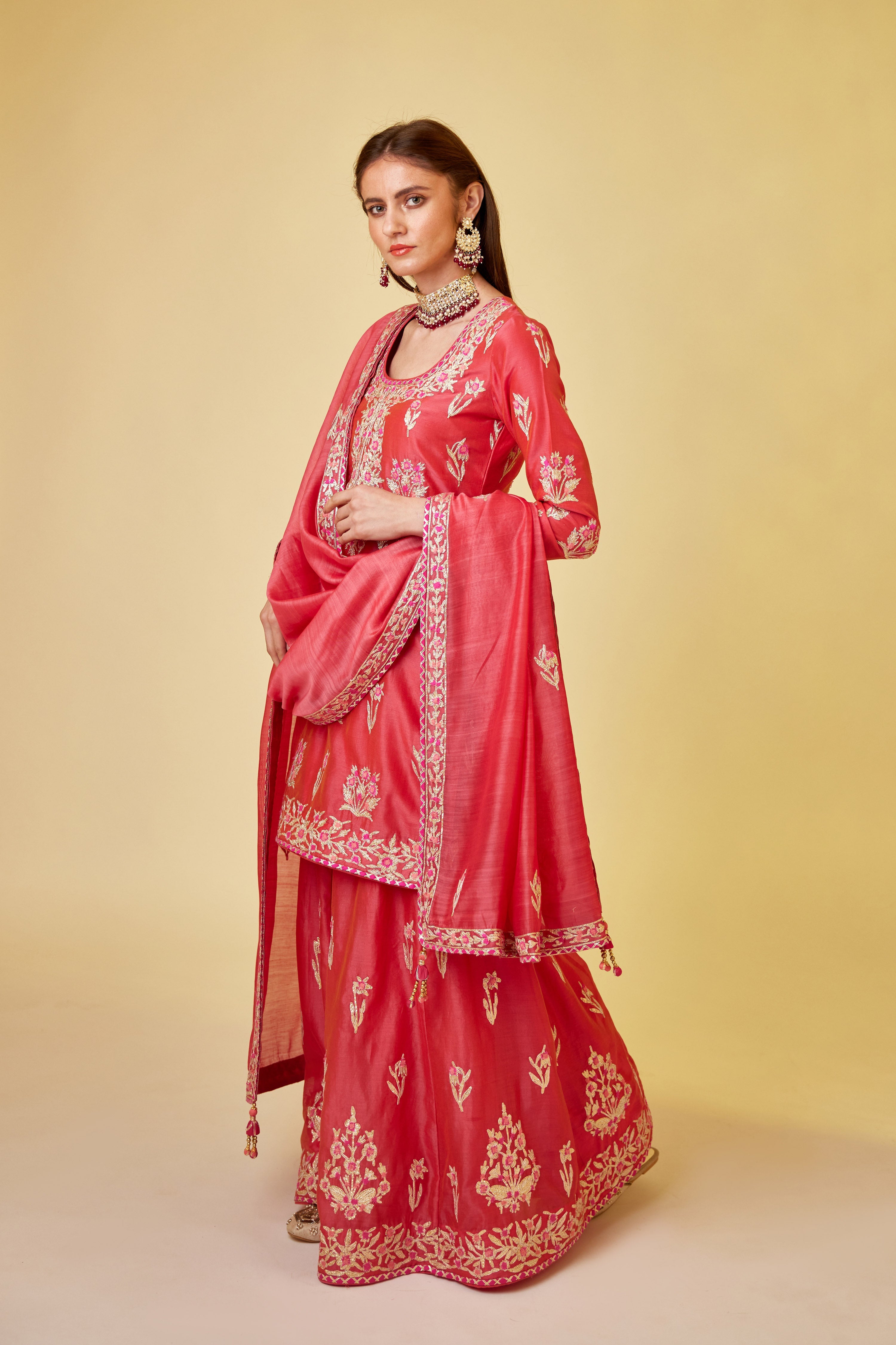Scarlet Red Sharara Set