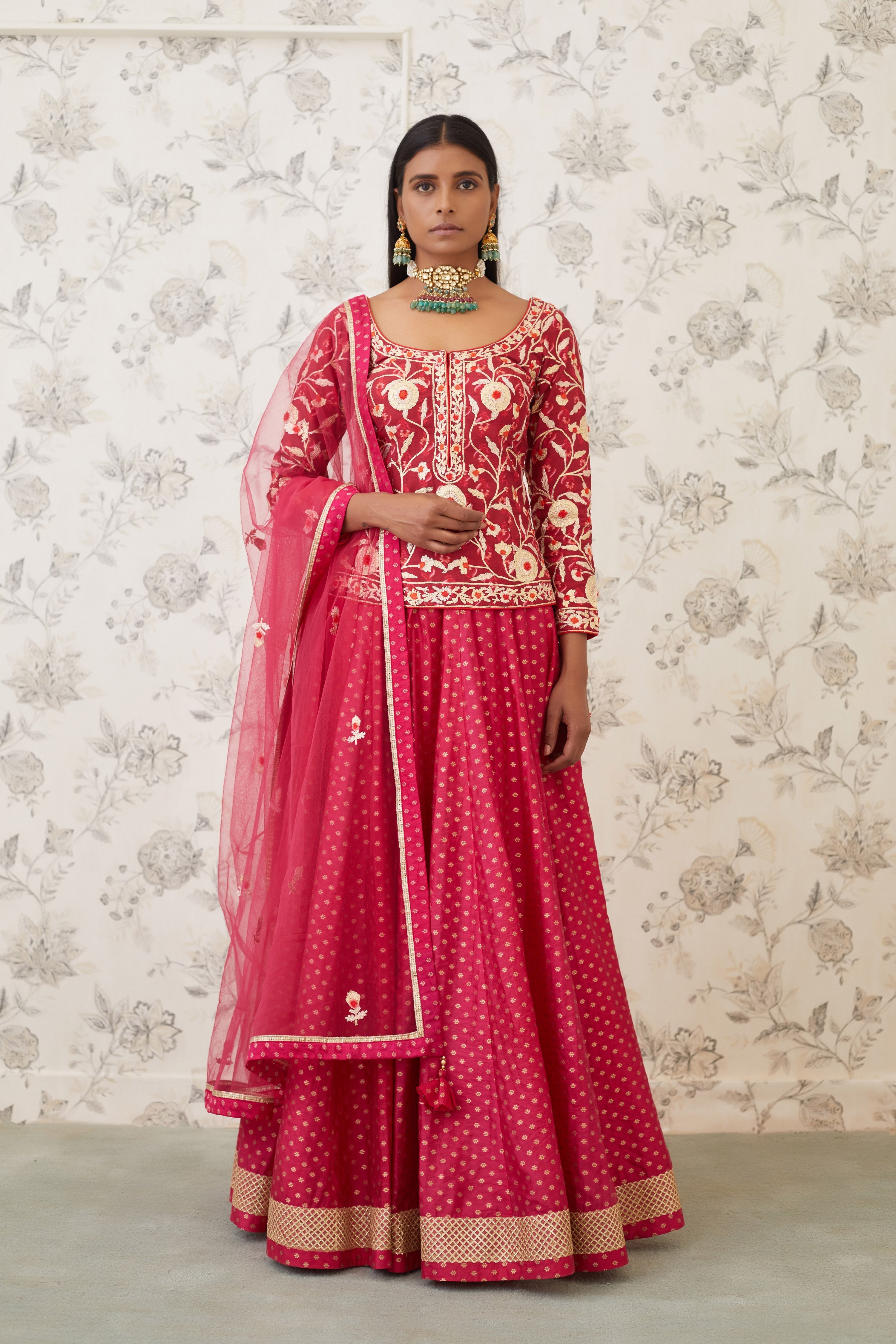 Maroon Coral Short Kurta Set