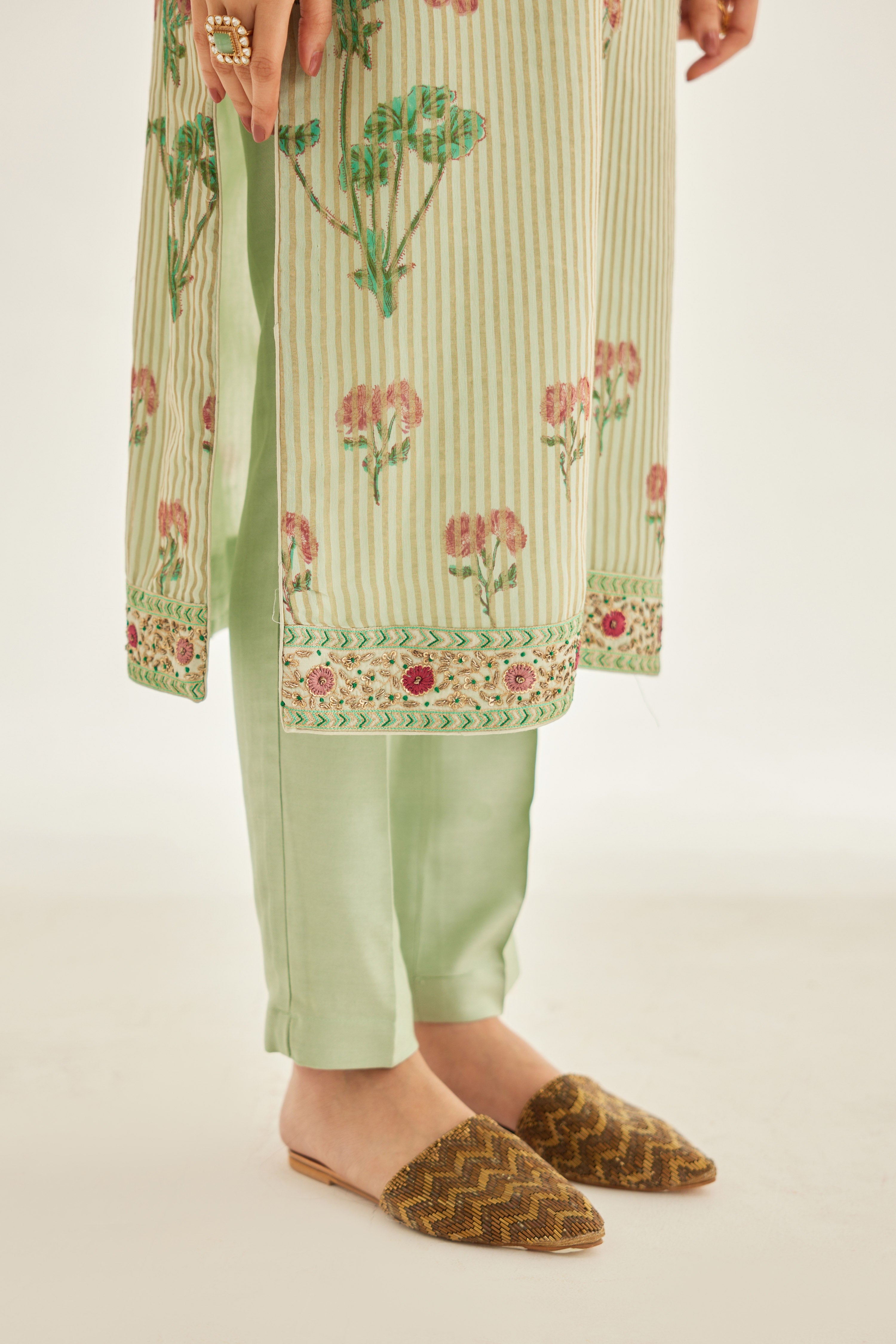 Smoke Green Kurta Set