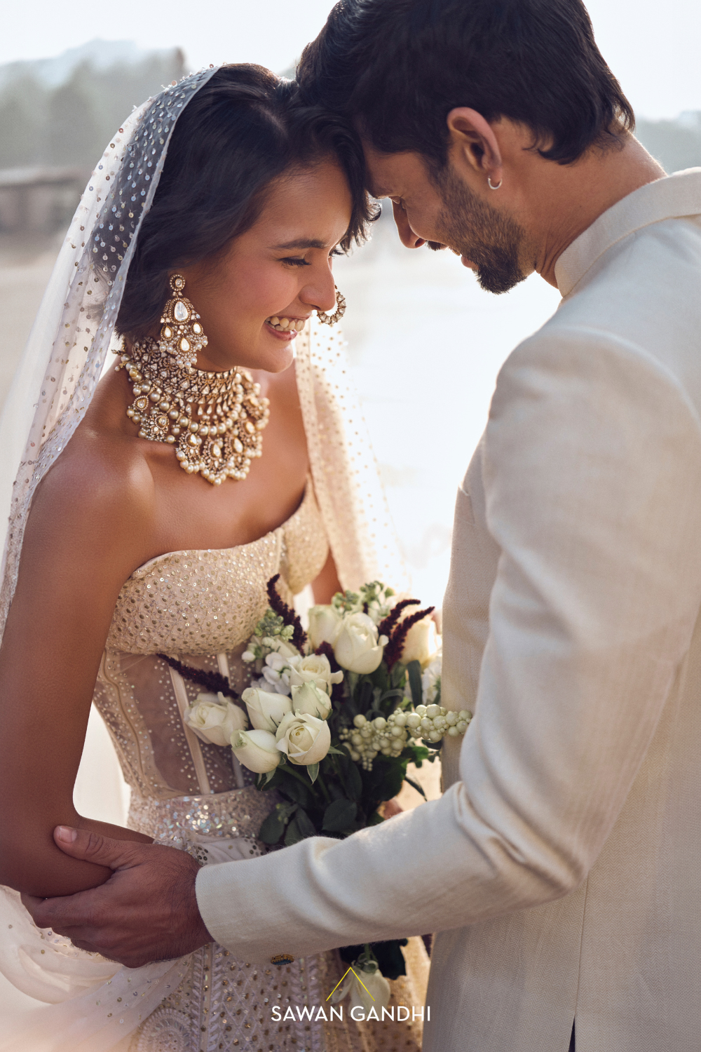 PEARL WHITE CHIKANKARI LEHENGA WITH CORSET