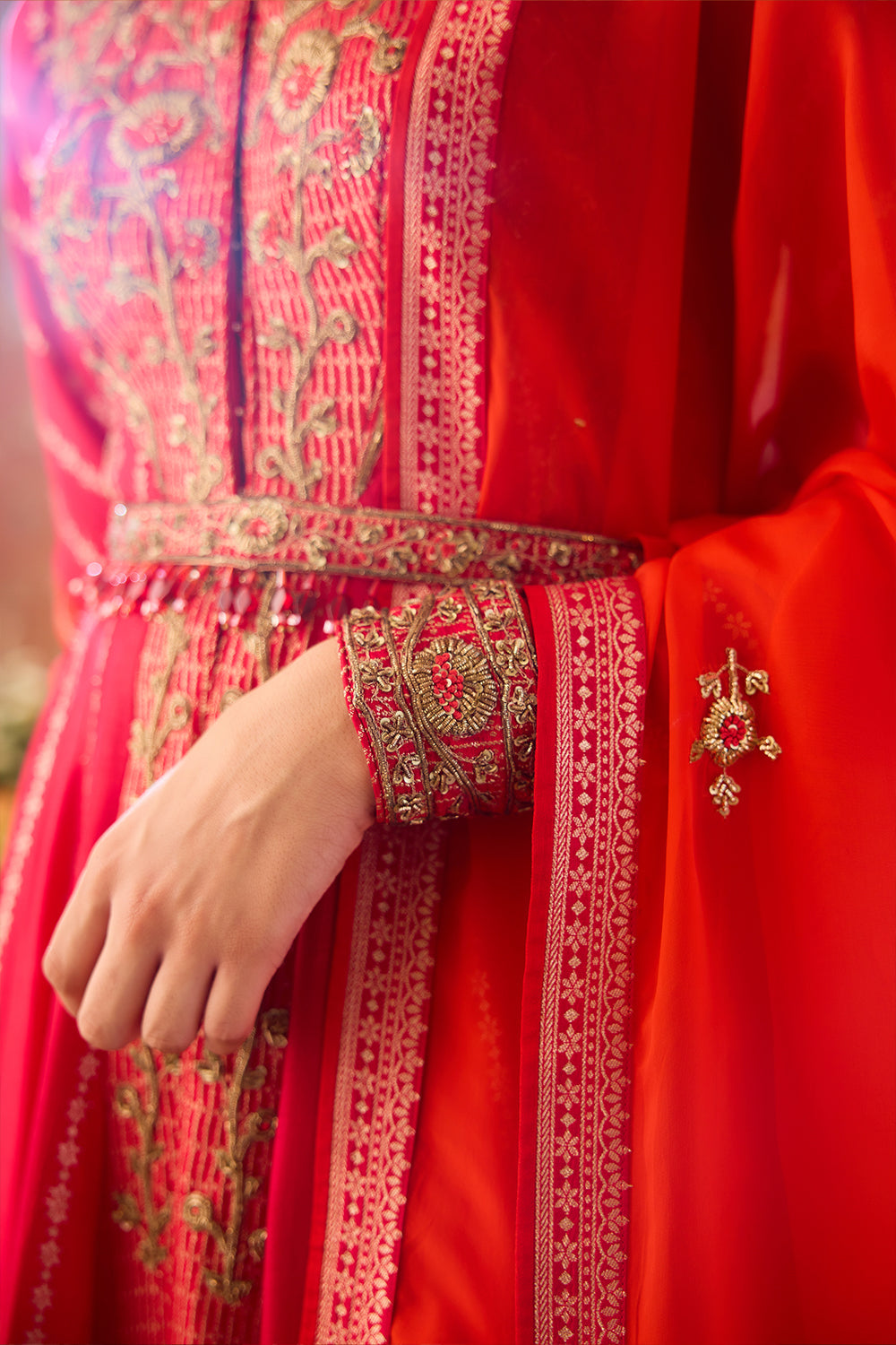 Mandarin Maroon Anarkali Set