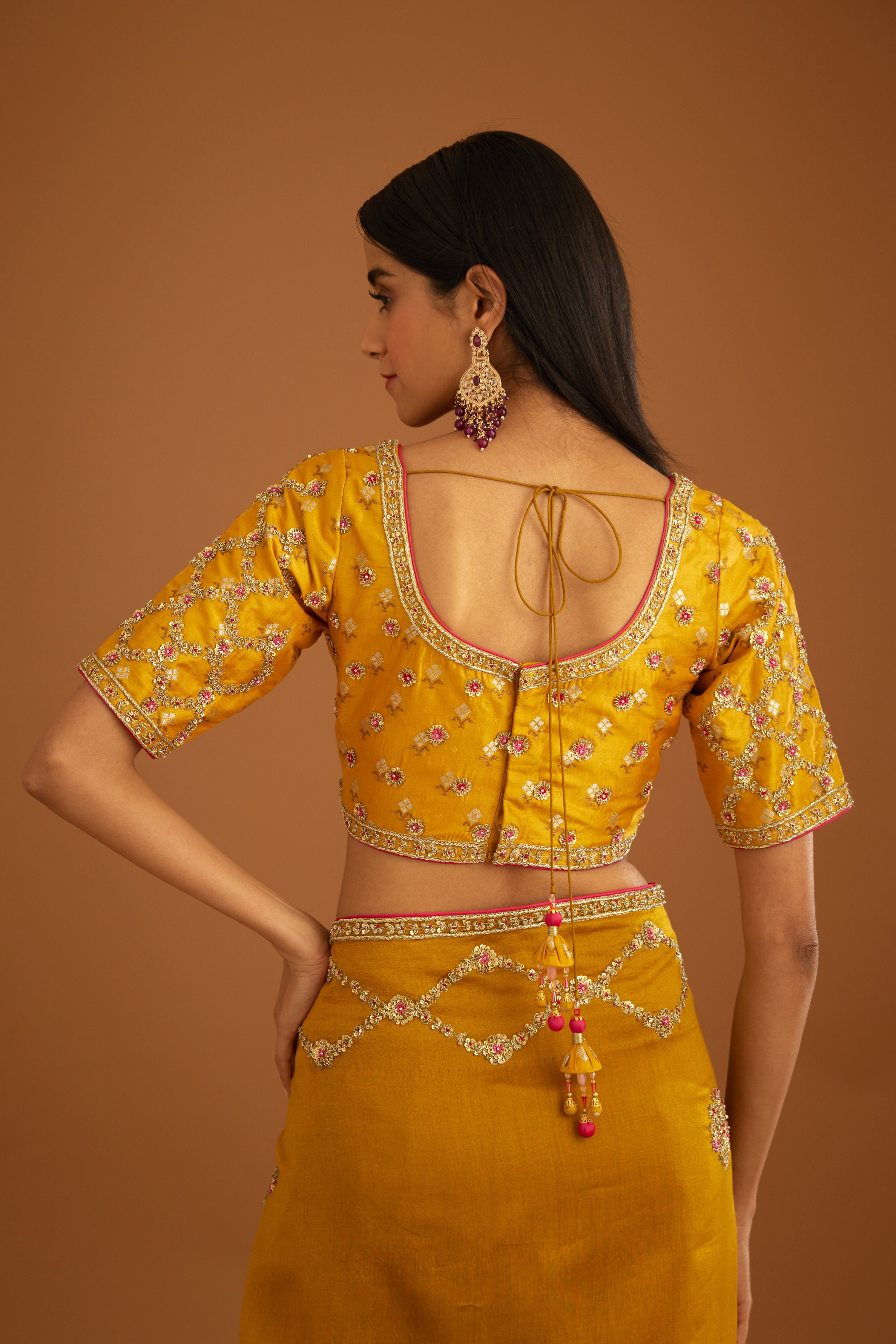 Mustard Yellow Saree Set