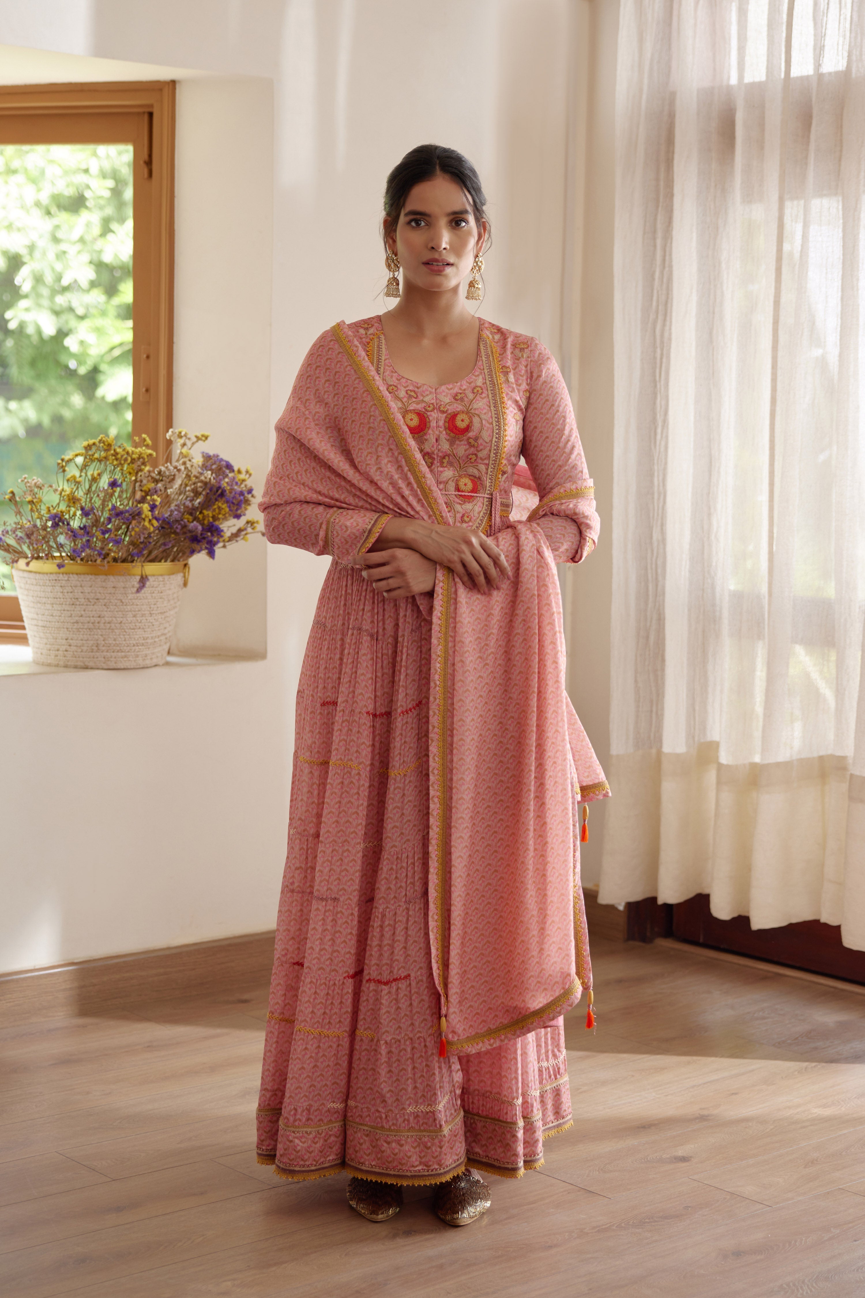 Rose Pink Anarkali Set