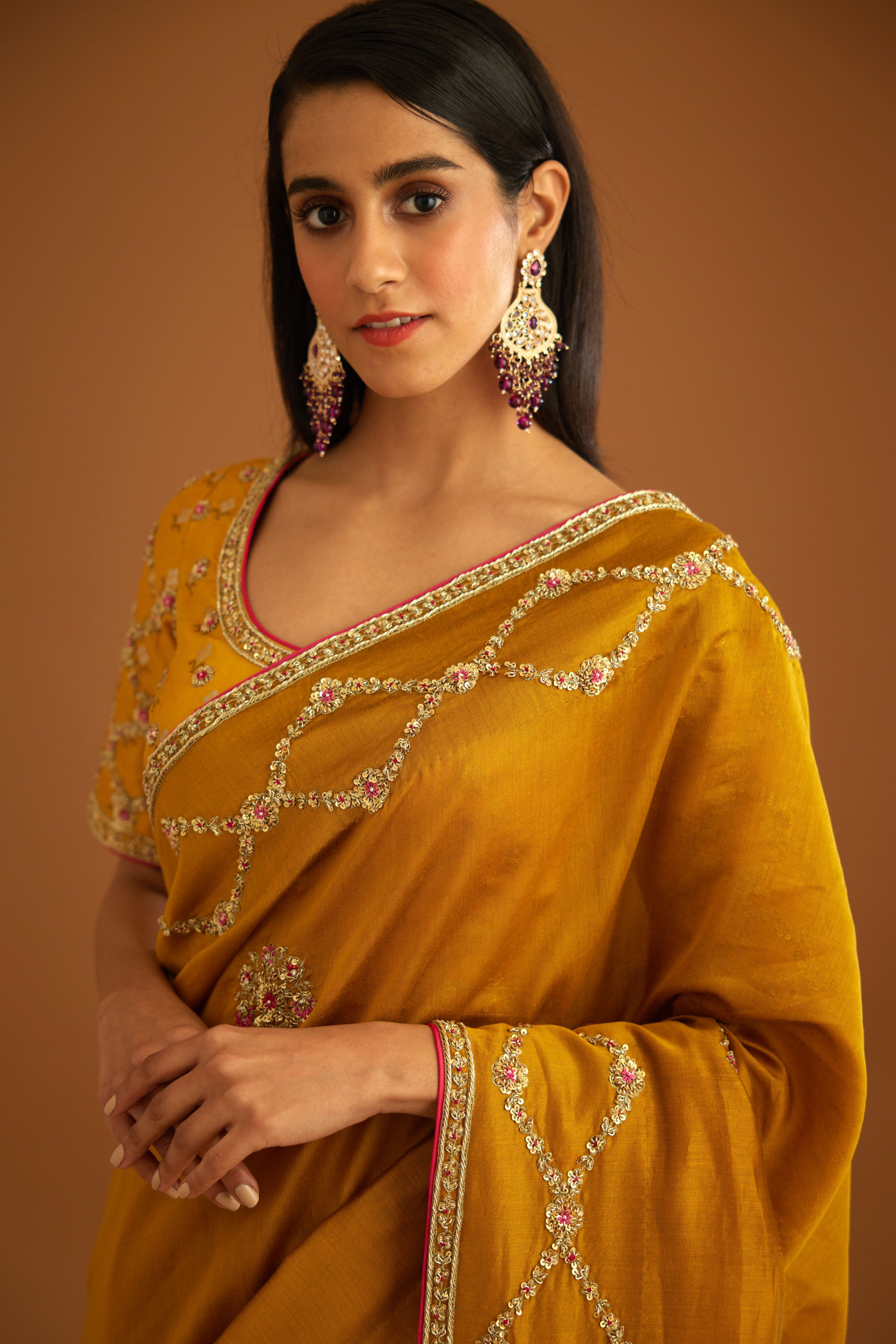 Mustard Yellow Saree Set