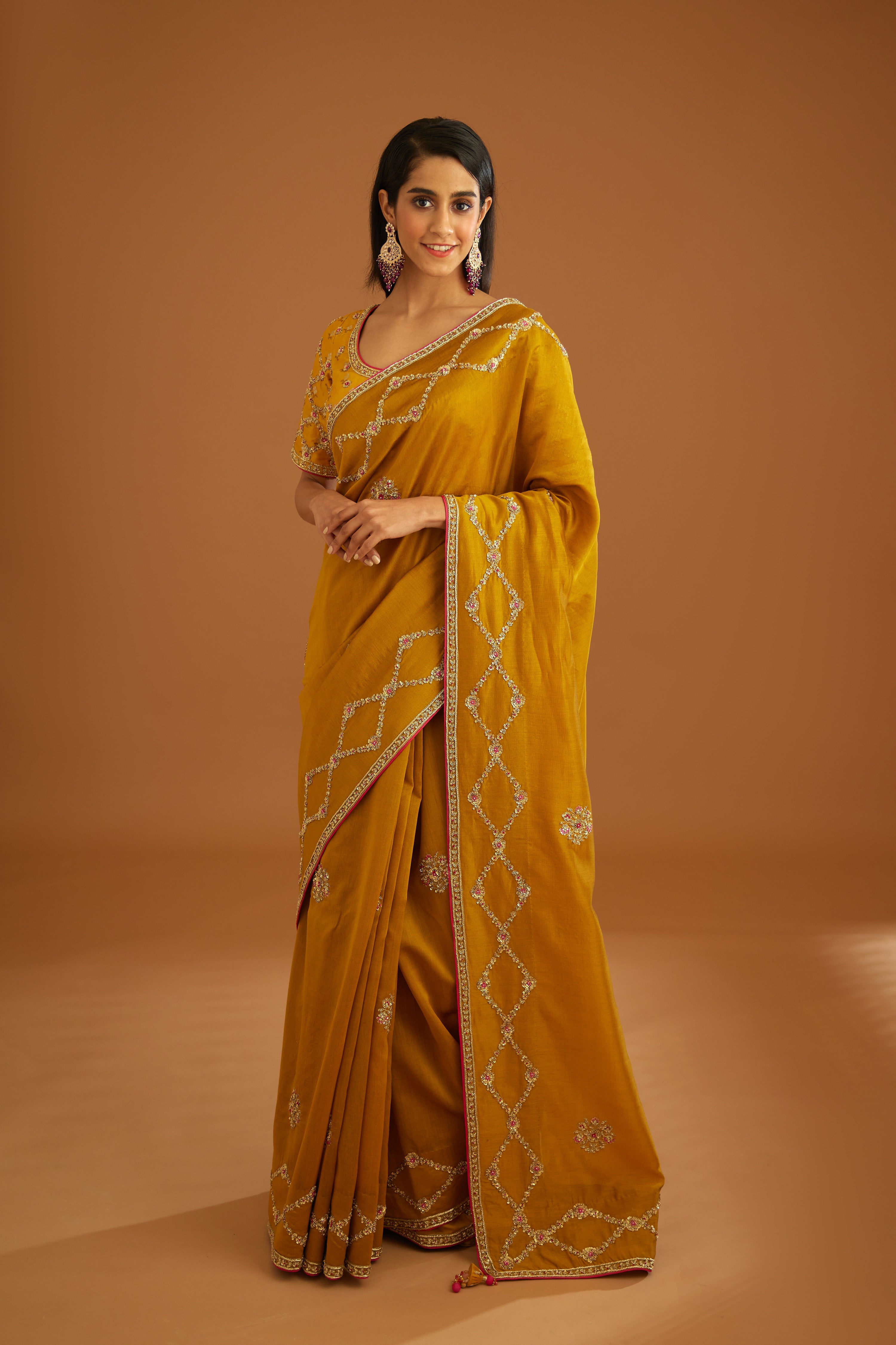Mustard Yellow Saree Set