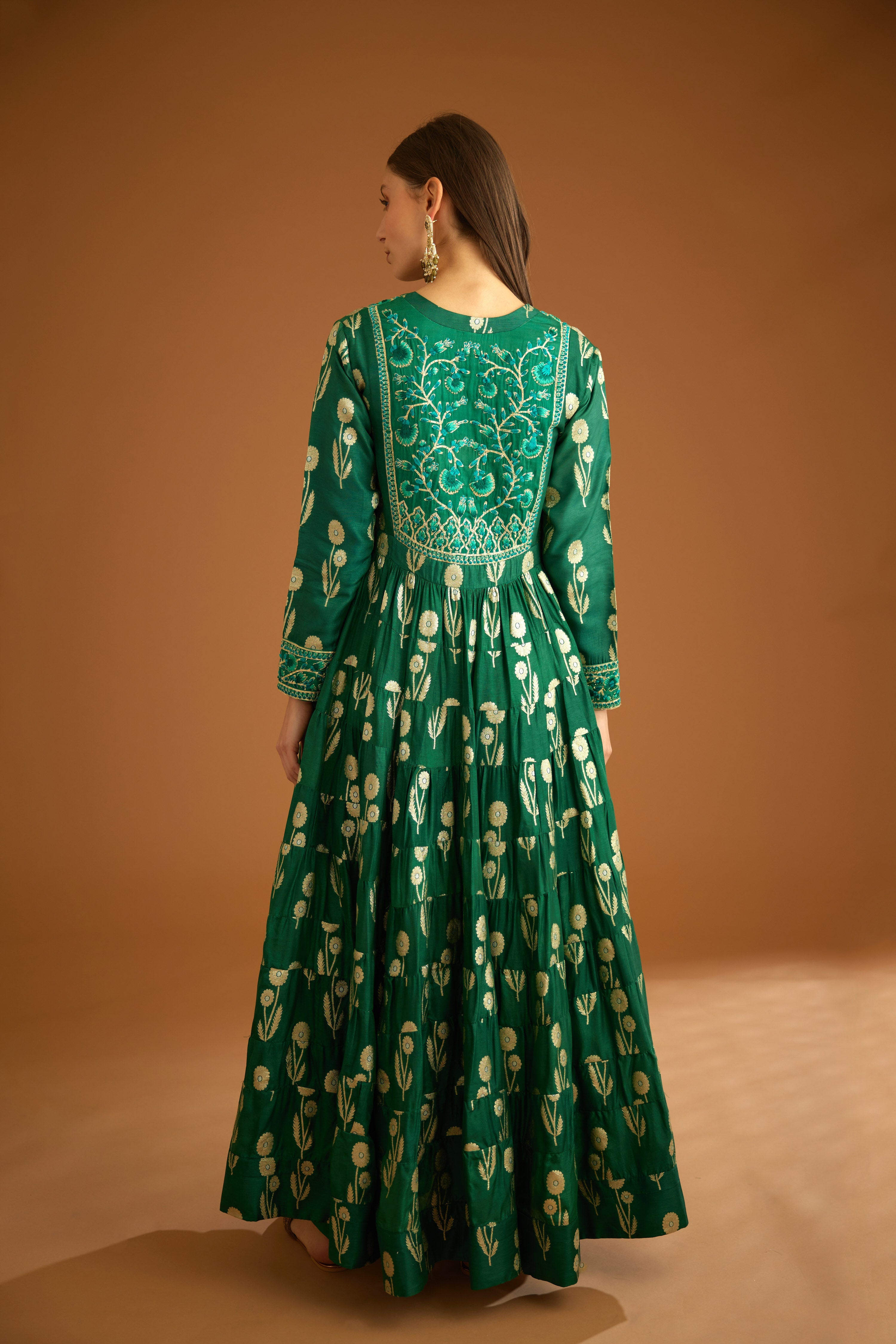 Bottle Green Anarkali