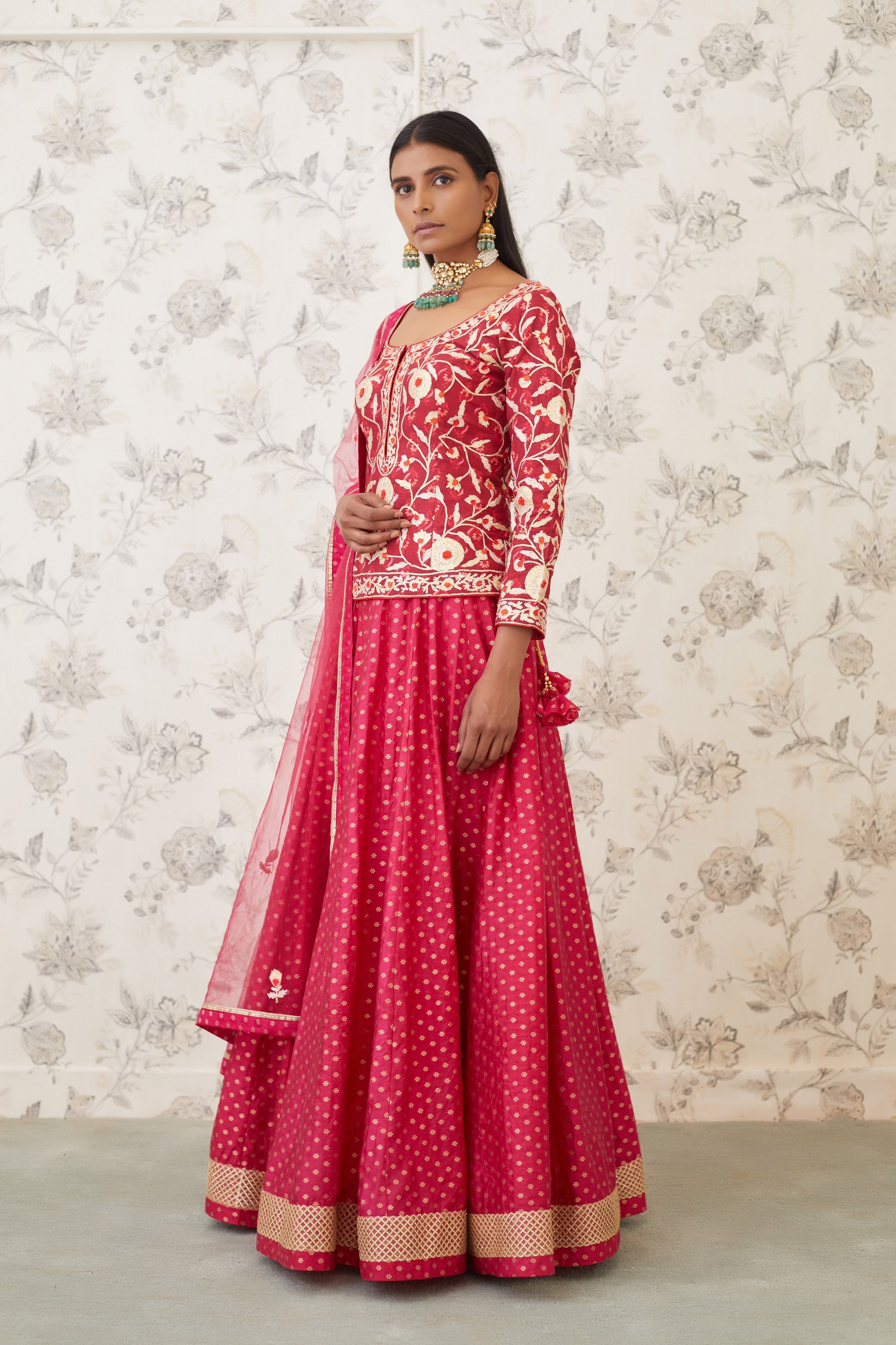 Maroon Coral Short Kurta Set