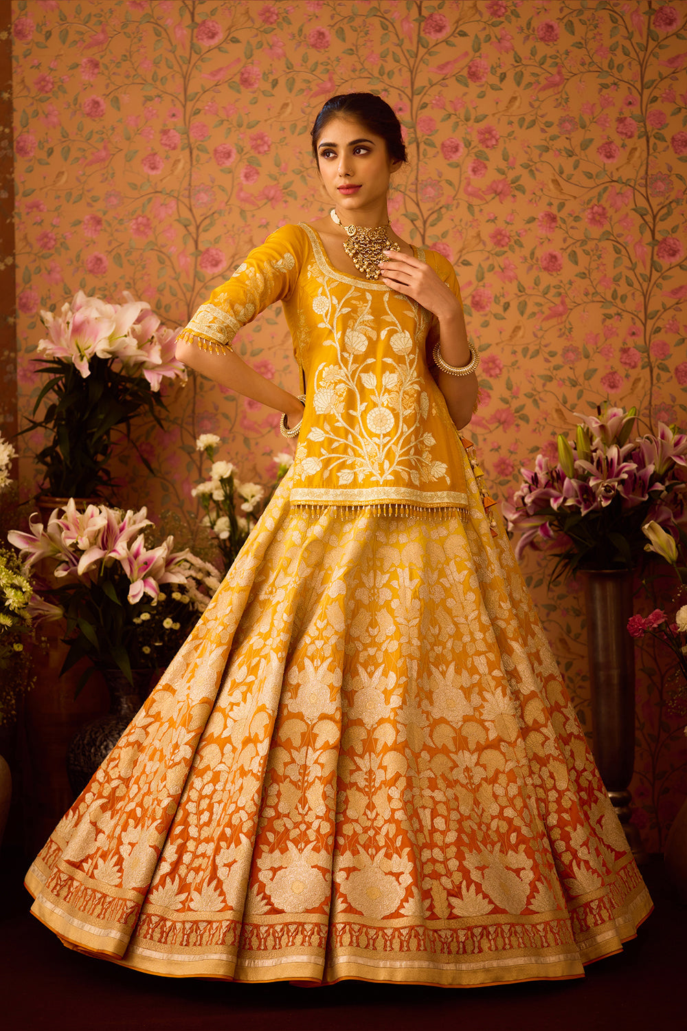 Yellow Choli Lehenga Set