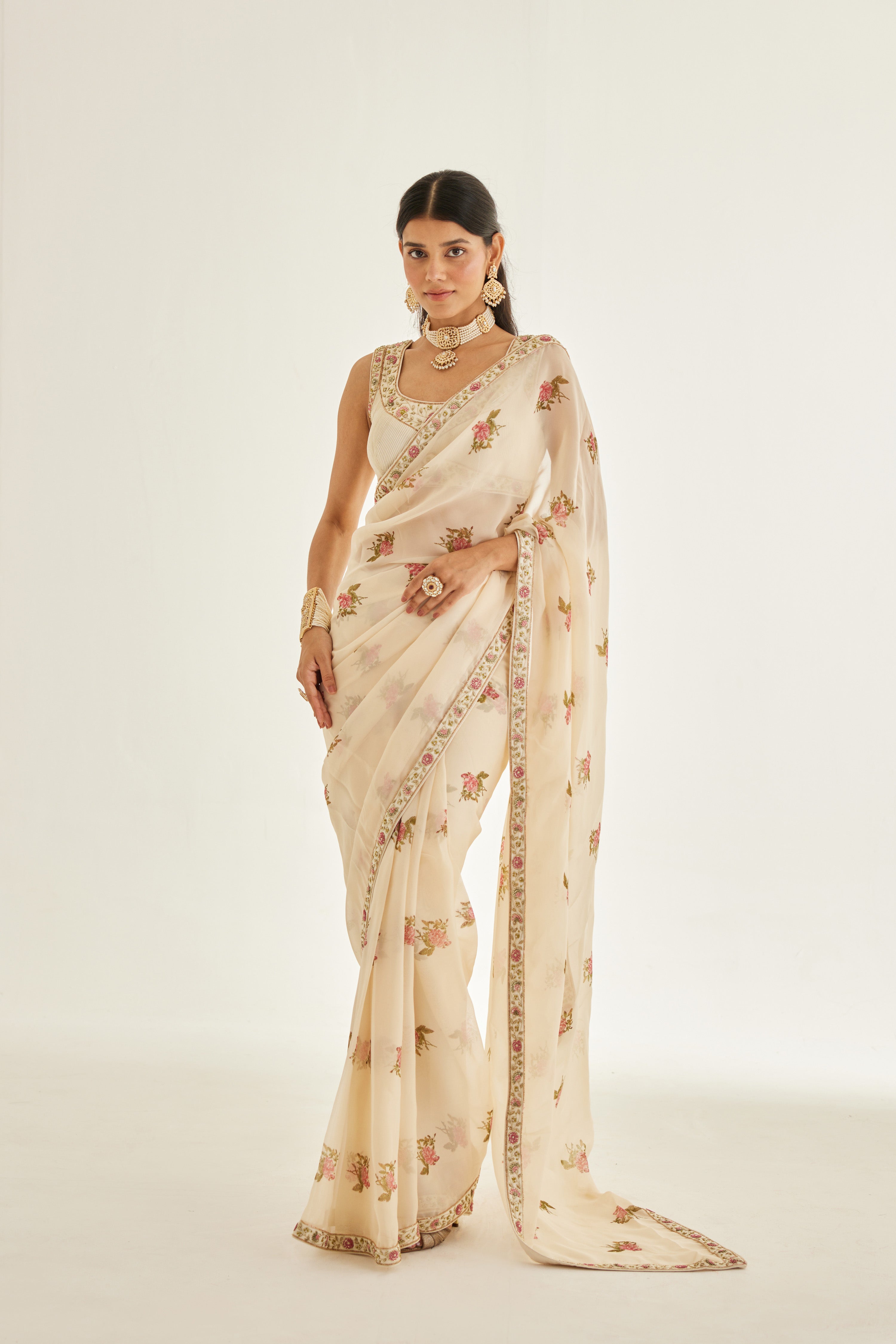Papyrus White Saree Set