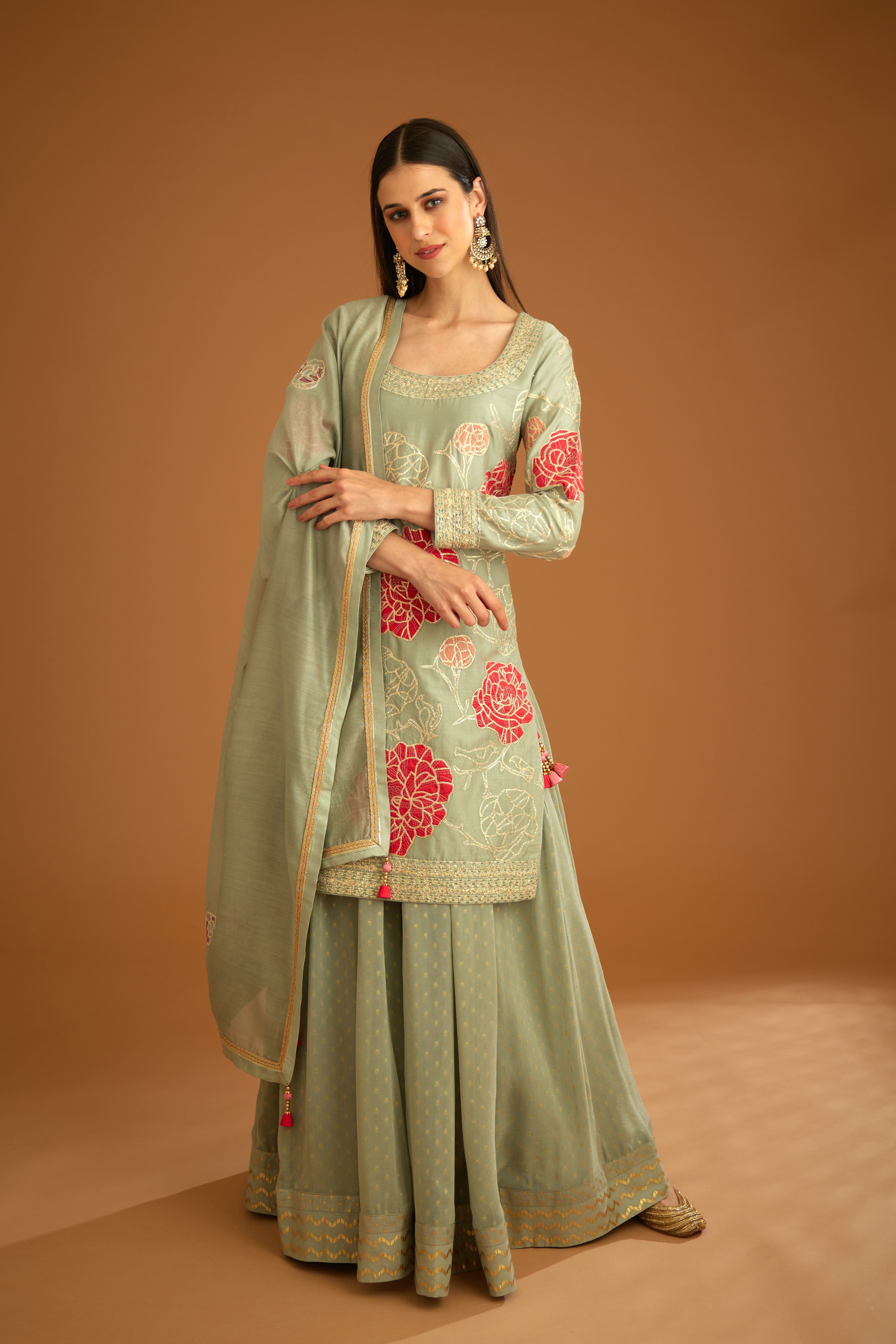 Smokey Blue Sharara Set