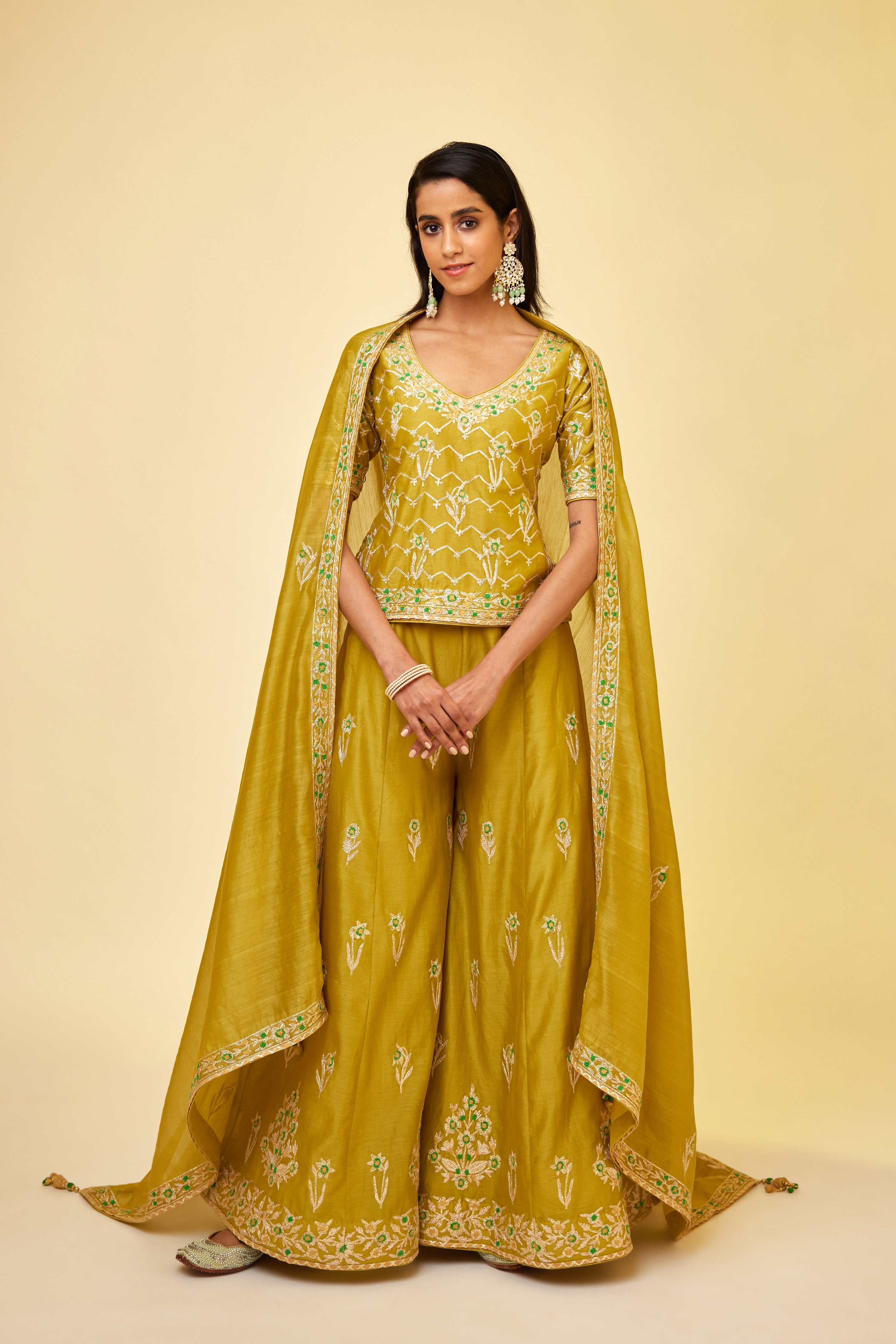 Olive Green Sharara Set