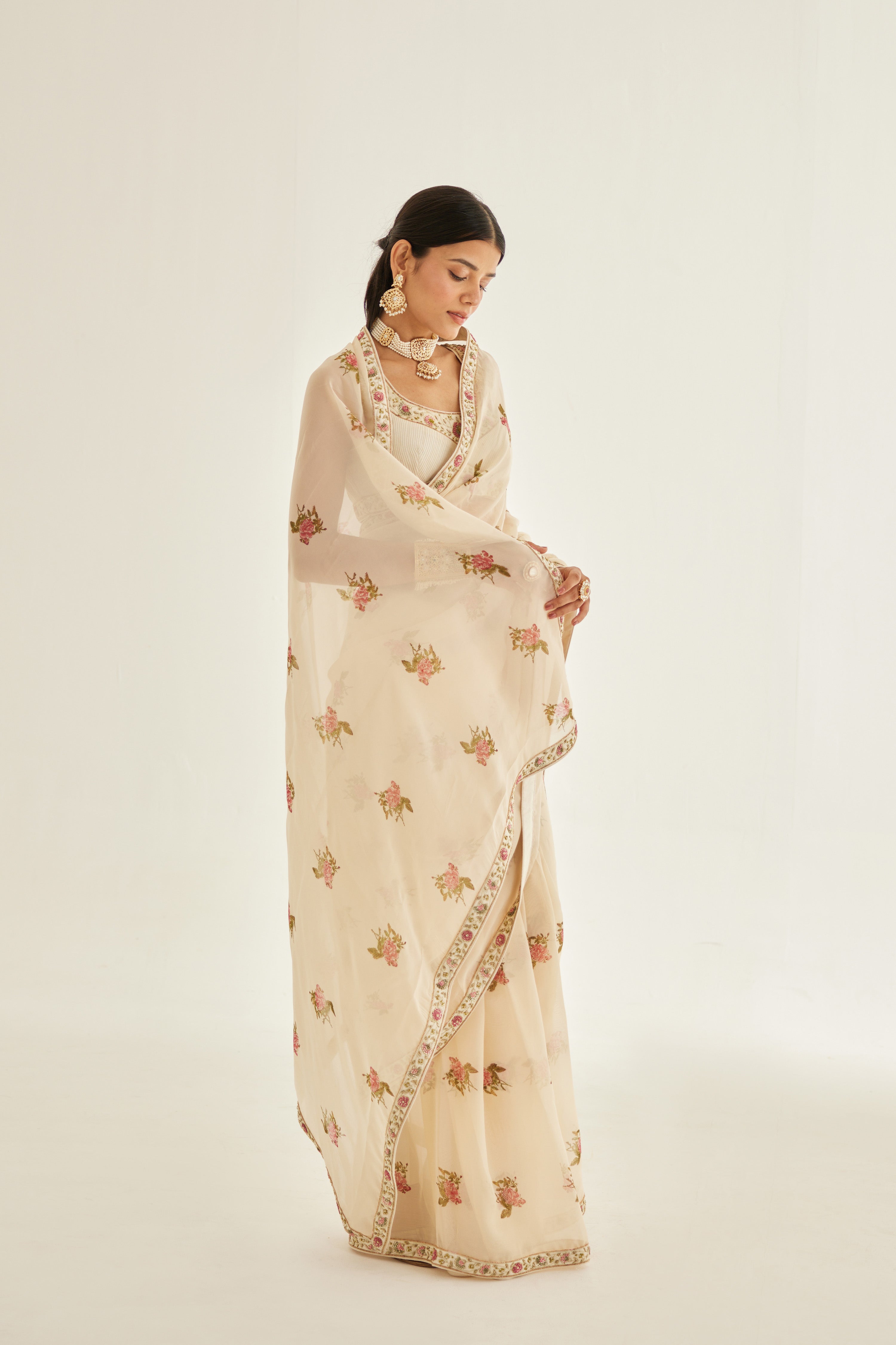 Papyrus White Saree Set