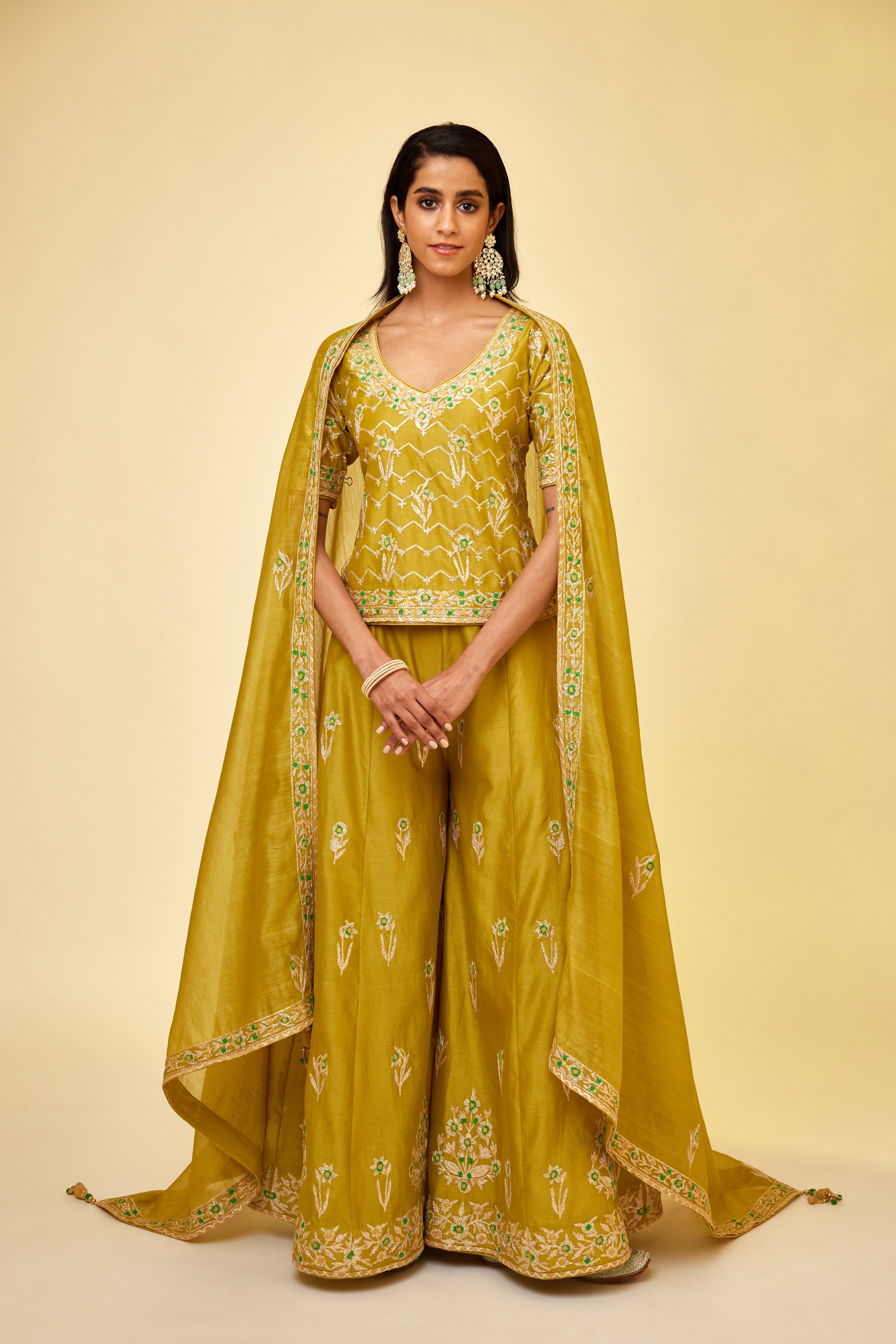 Olive Green Sharara Set