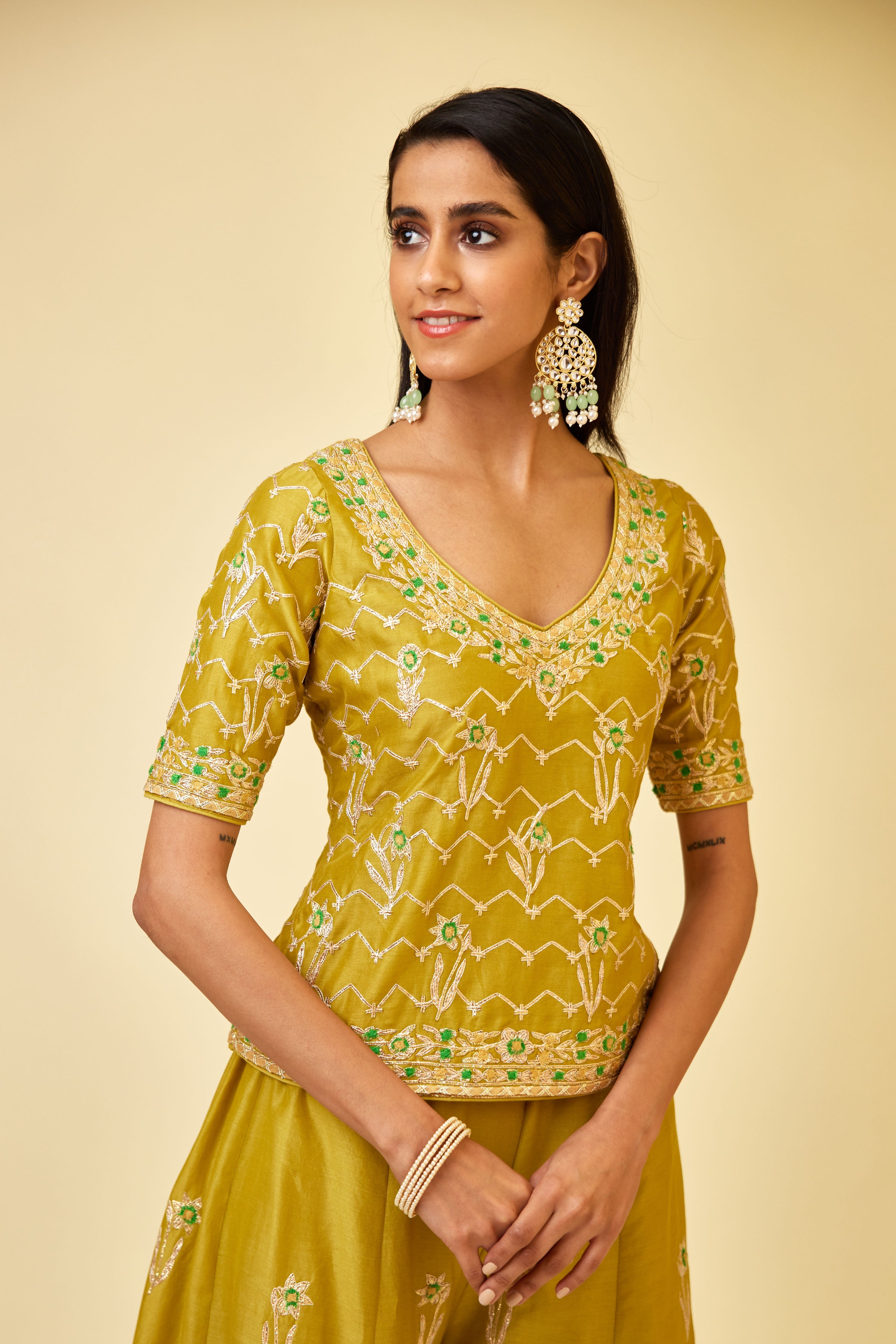 Olive Green Sharara Set