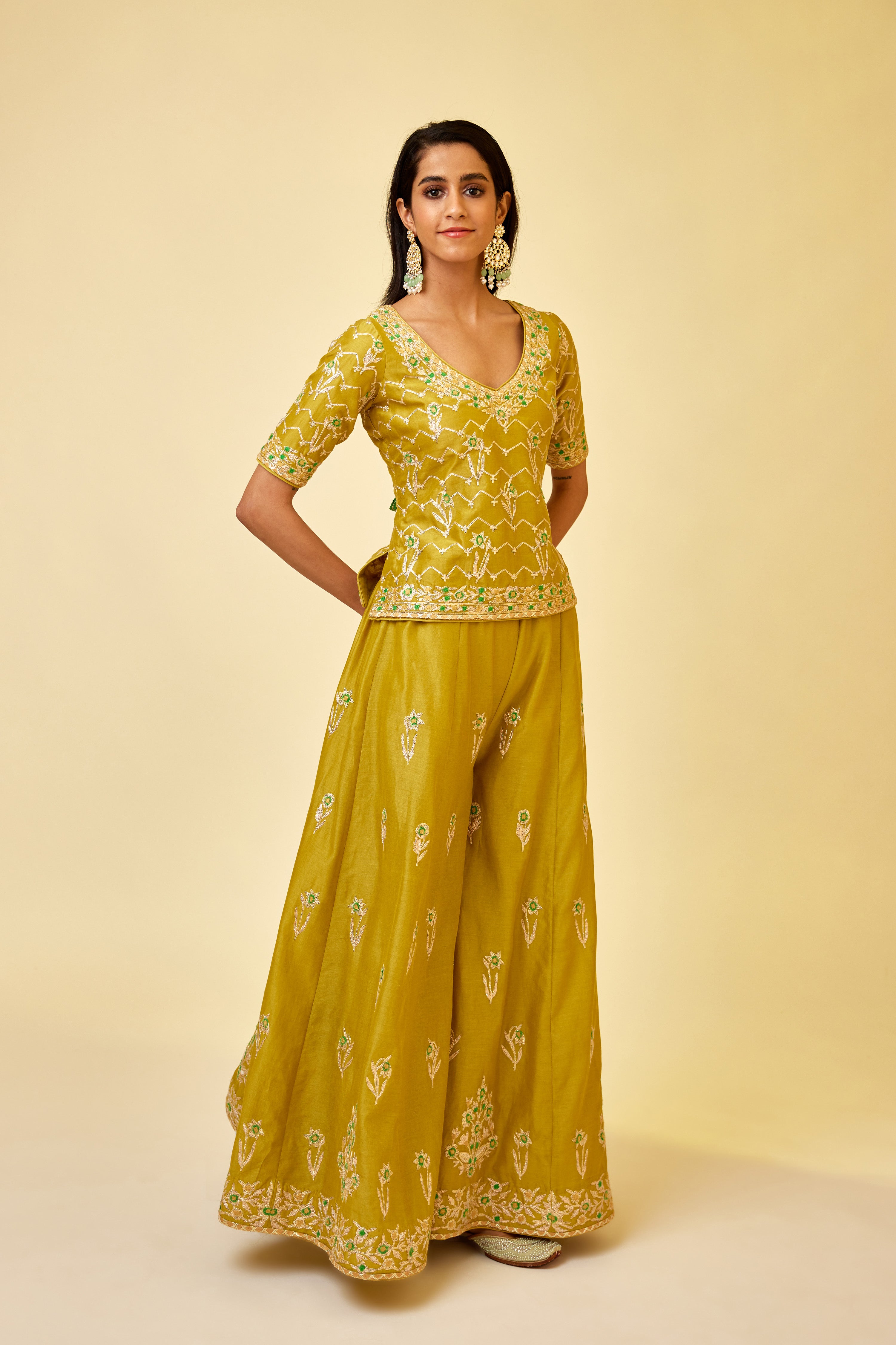 Olive Green Sharara Set