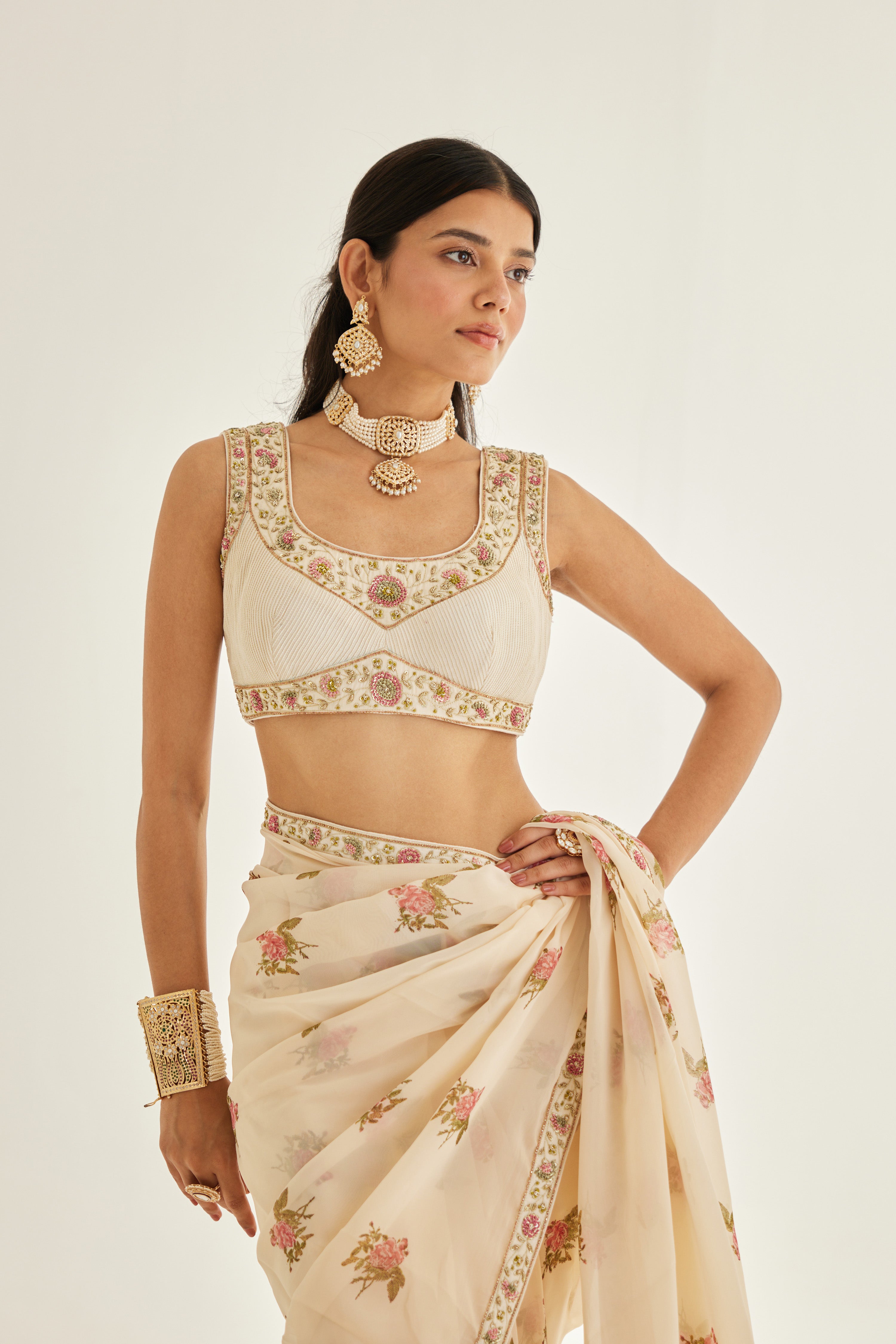 Papyrus White Saree Set