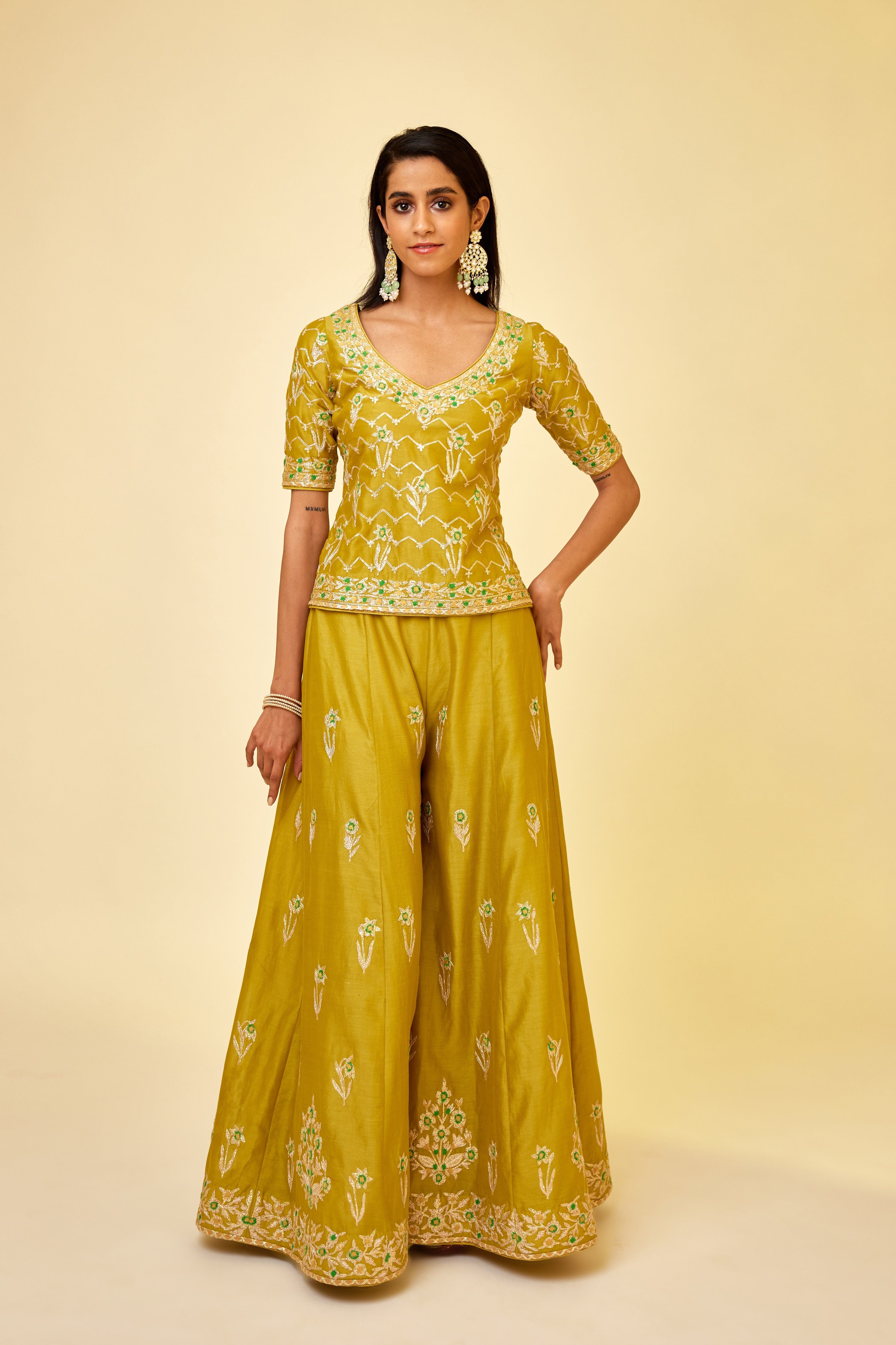 Olive Green Sharara Set