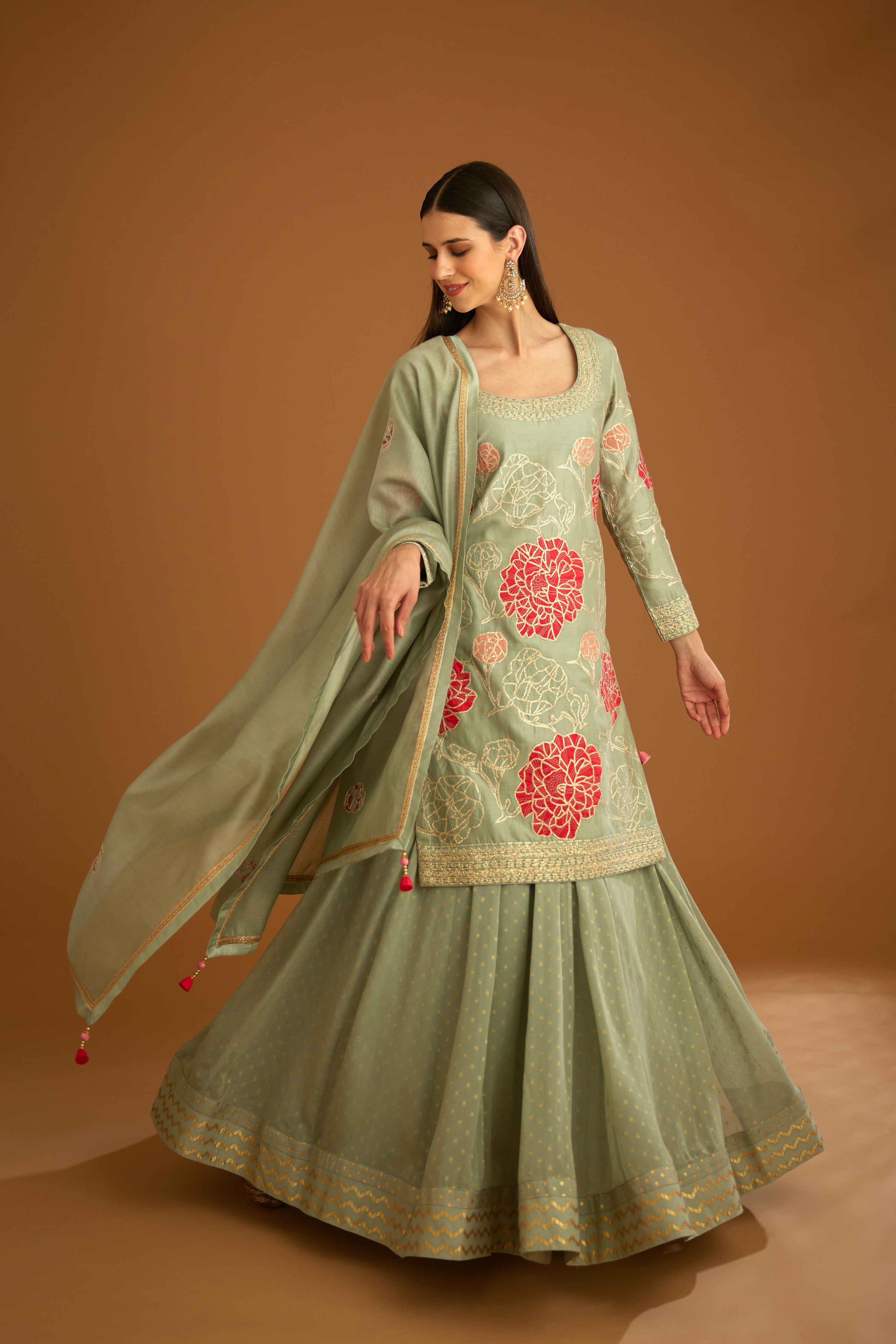Smokey Blue Sharara Set