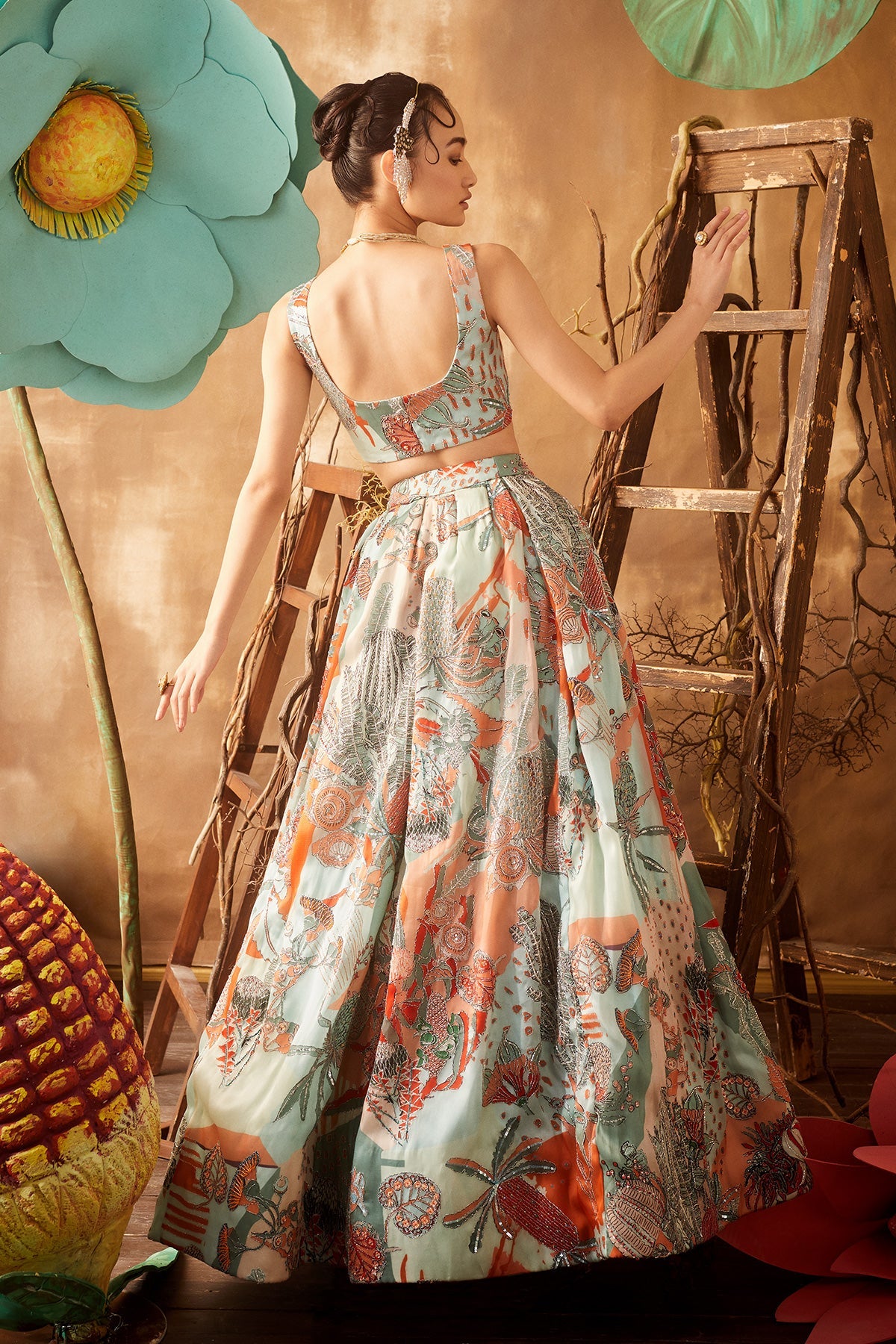 Hydrangea - Powder Blue Organza Lehenga Set