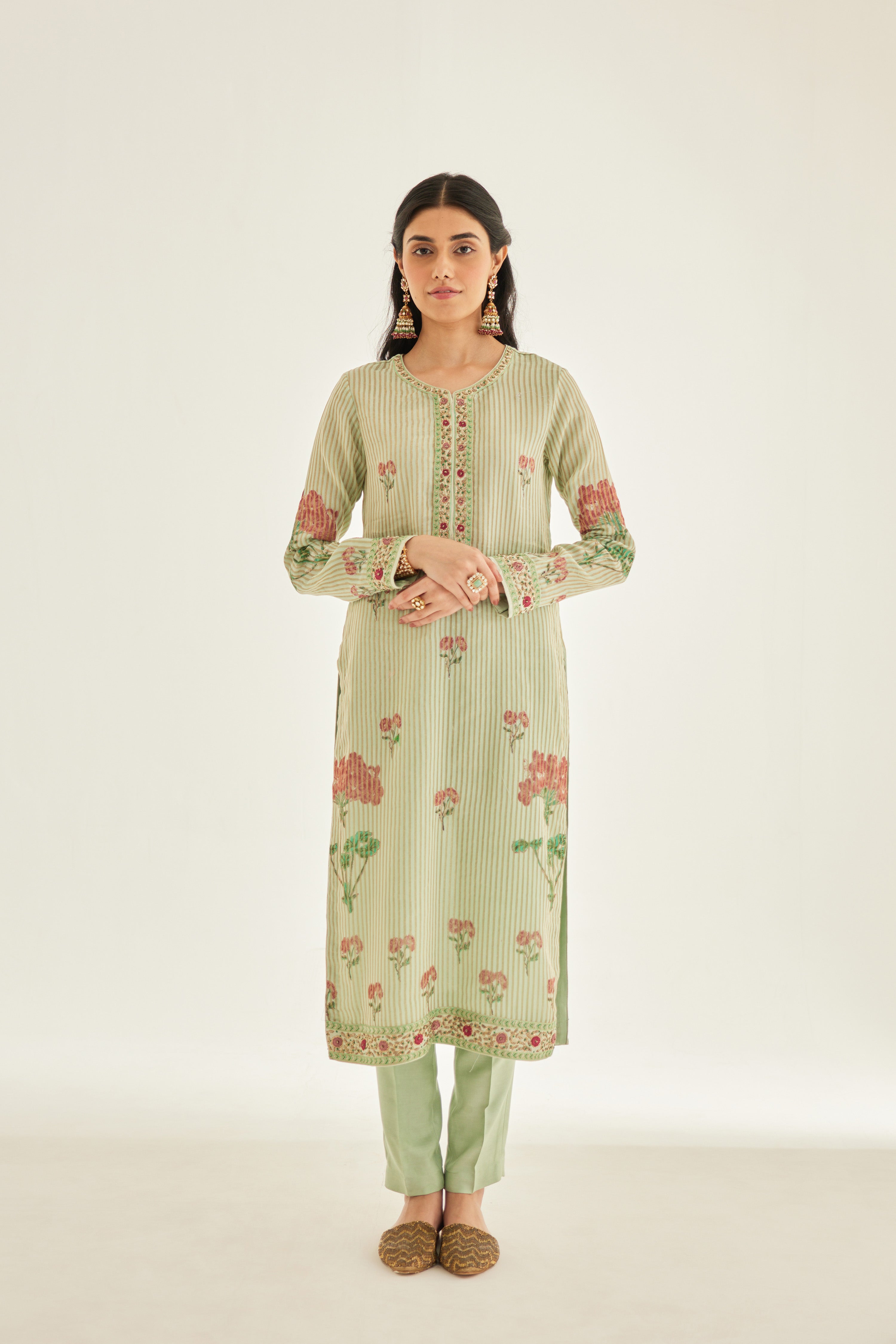 Smoke Green Kurta Set