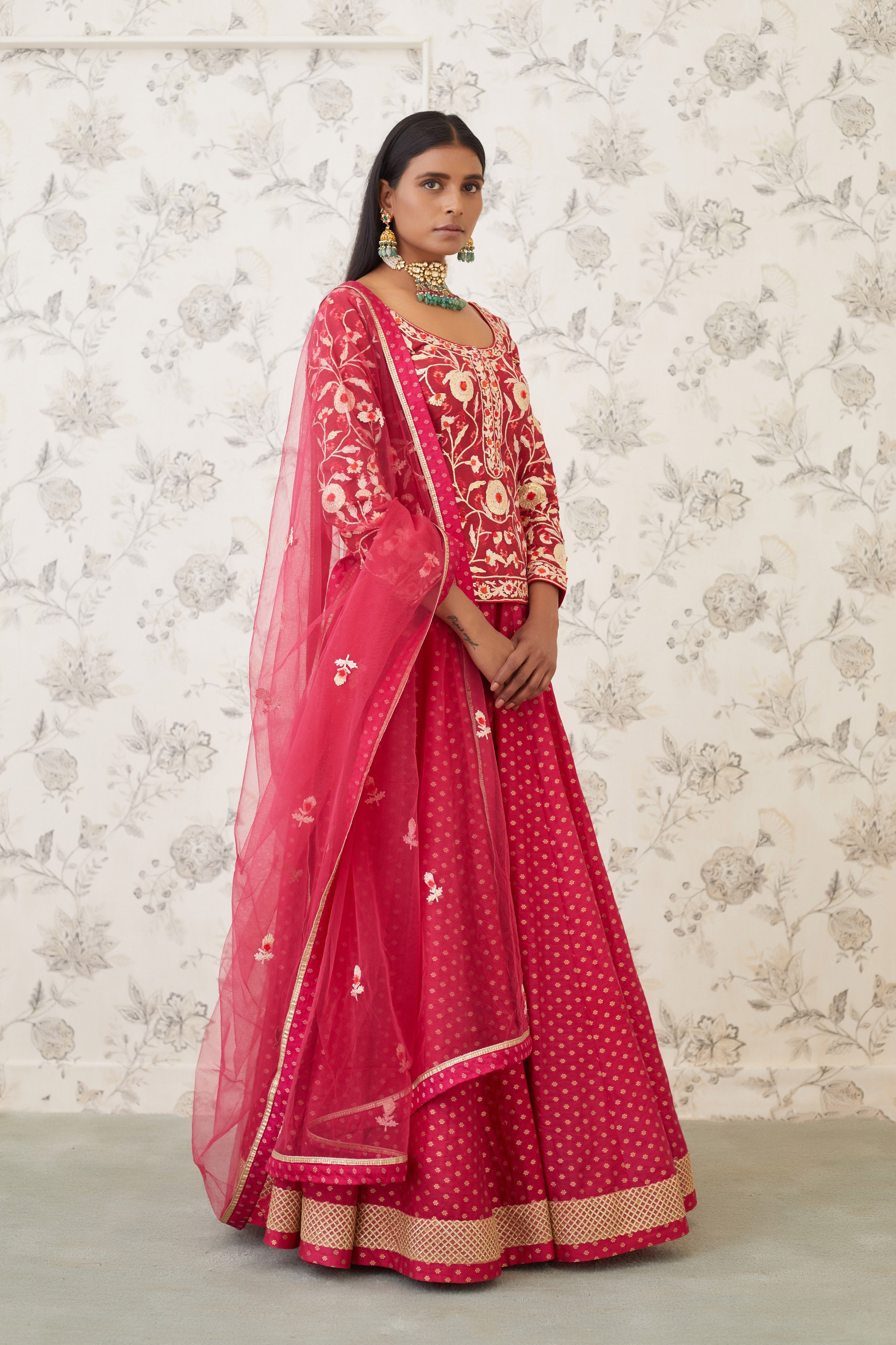 Maroon Coral Short Kurta Set