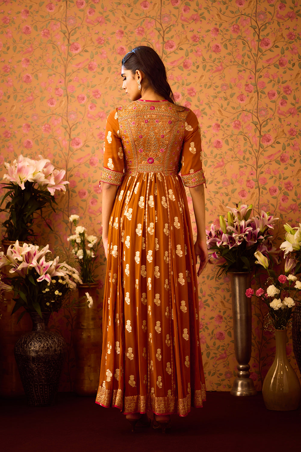 Amber Mustard Anarkali Set