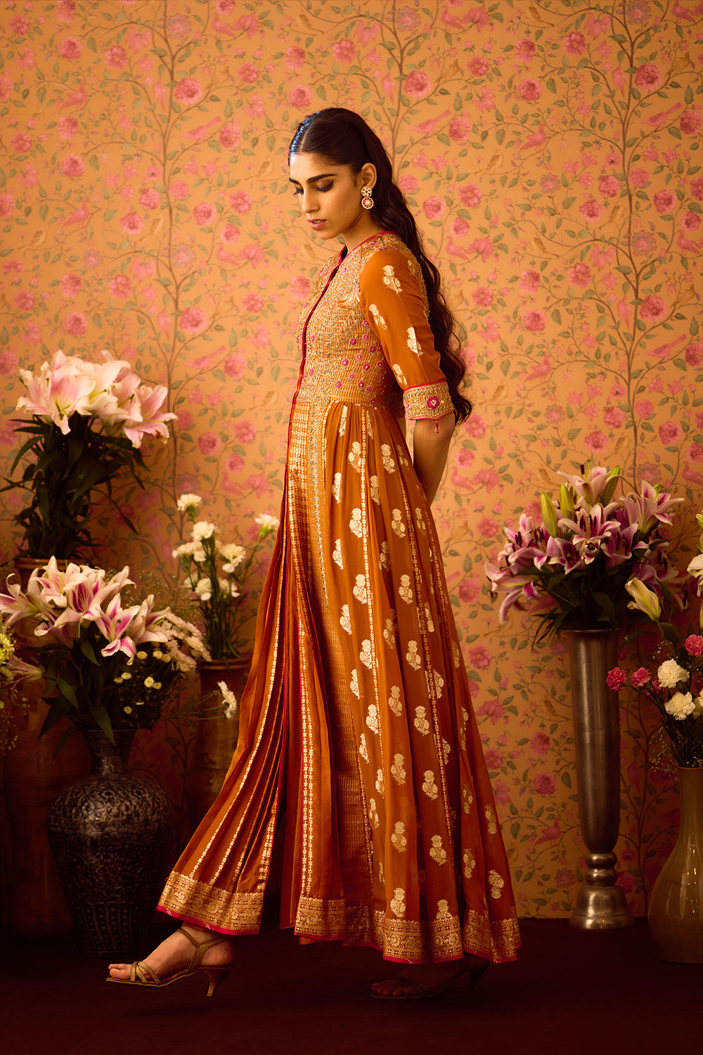 Amber Mustard Anarkali Set