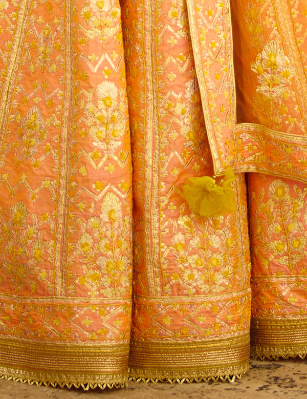 Peach Orange Lehenga Set