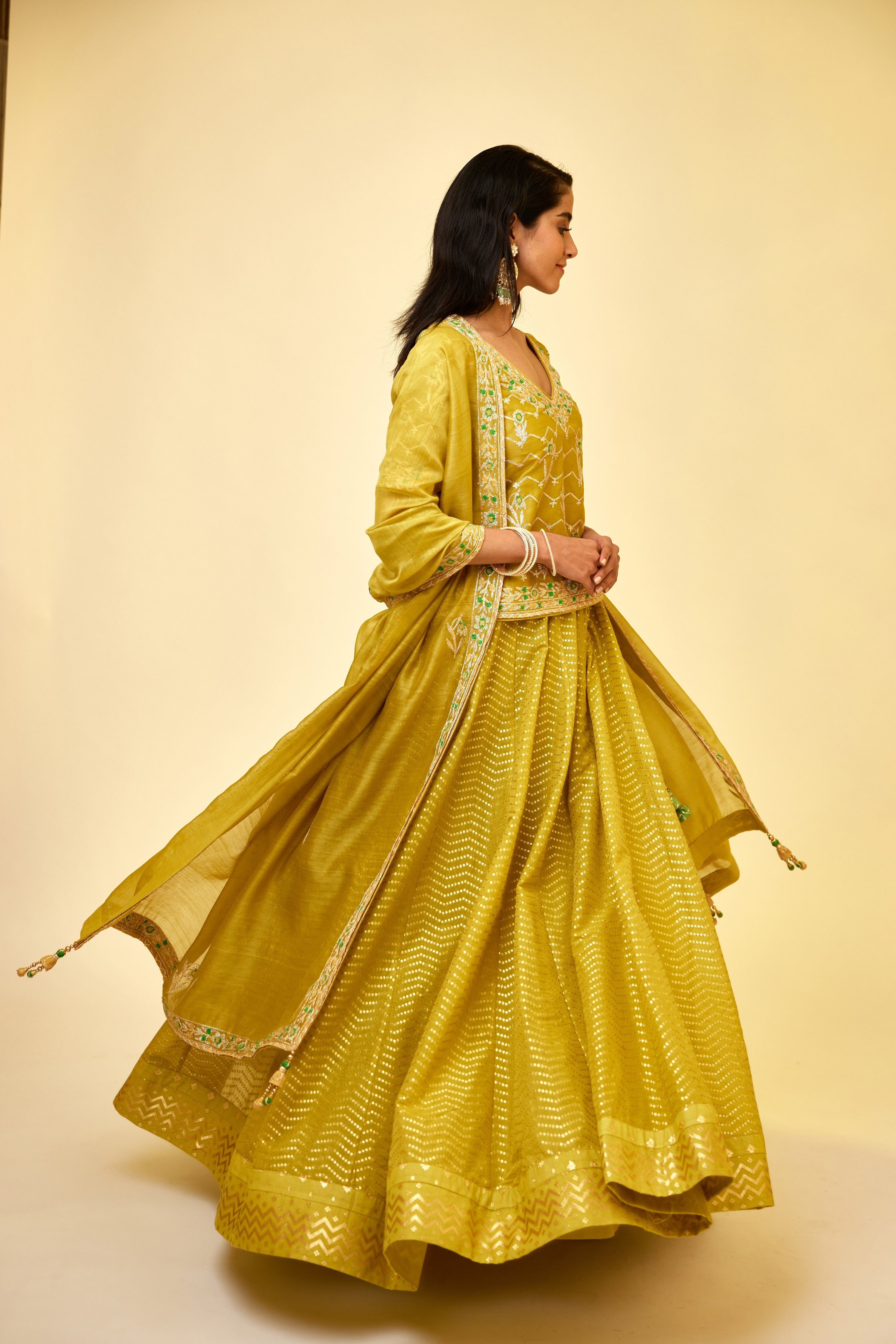 Olive Green Skirt Set