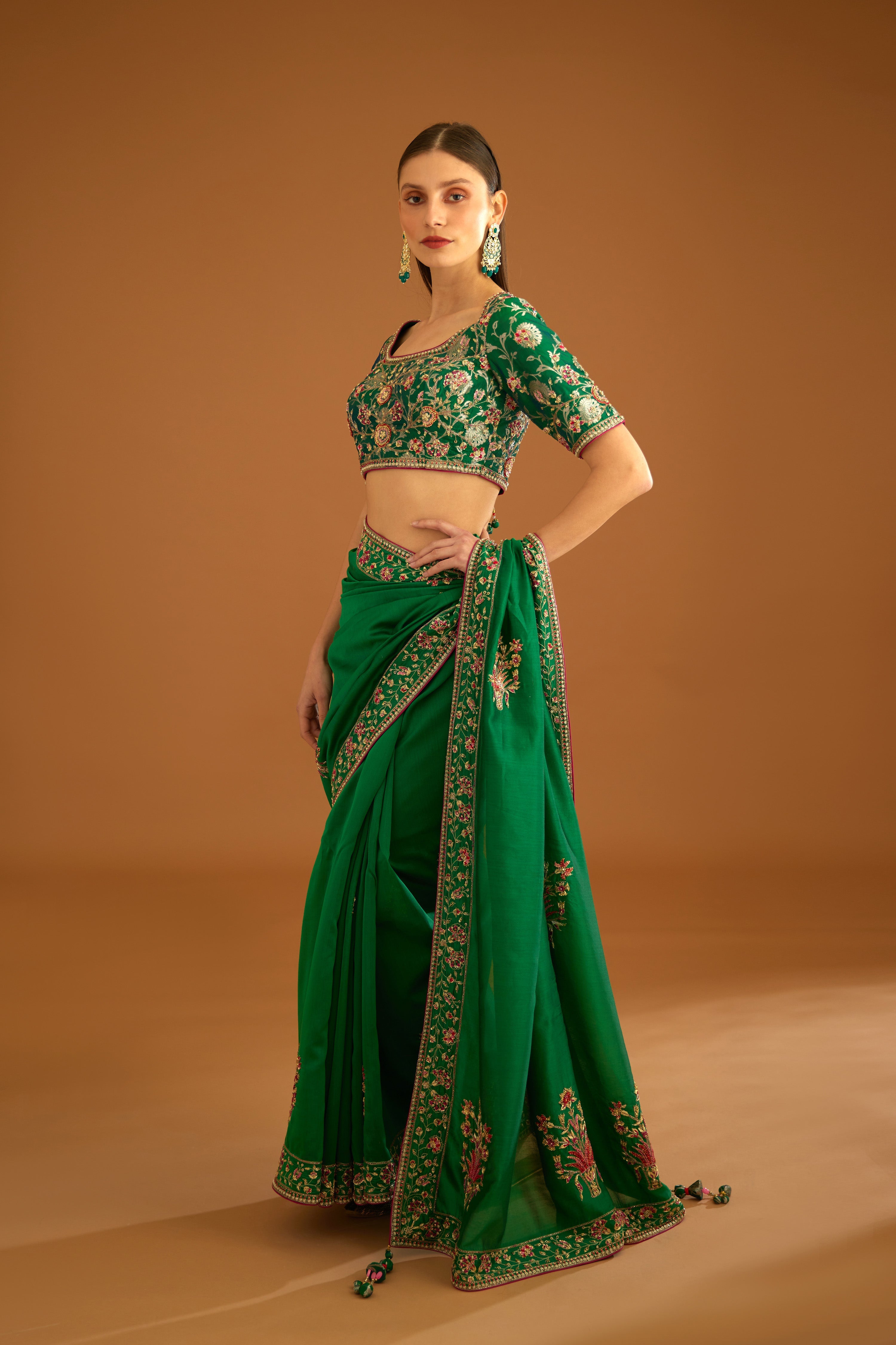 Alpine Green Saree Set