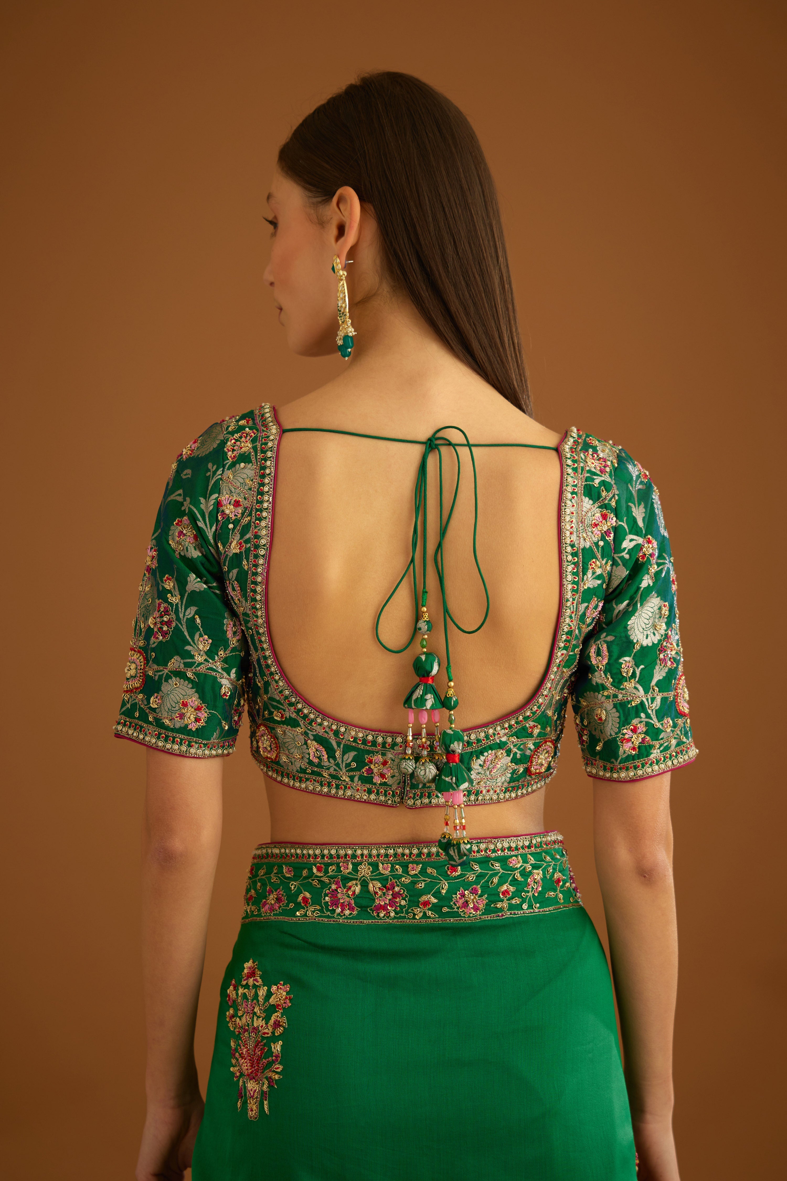 Alpine Green Saree Set